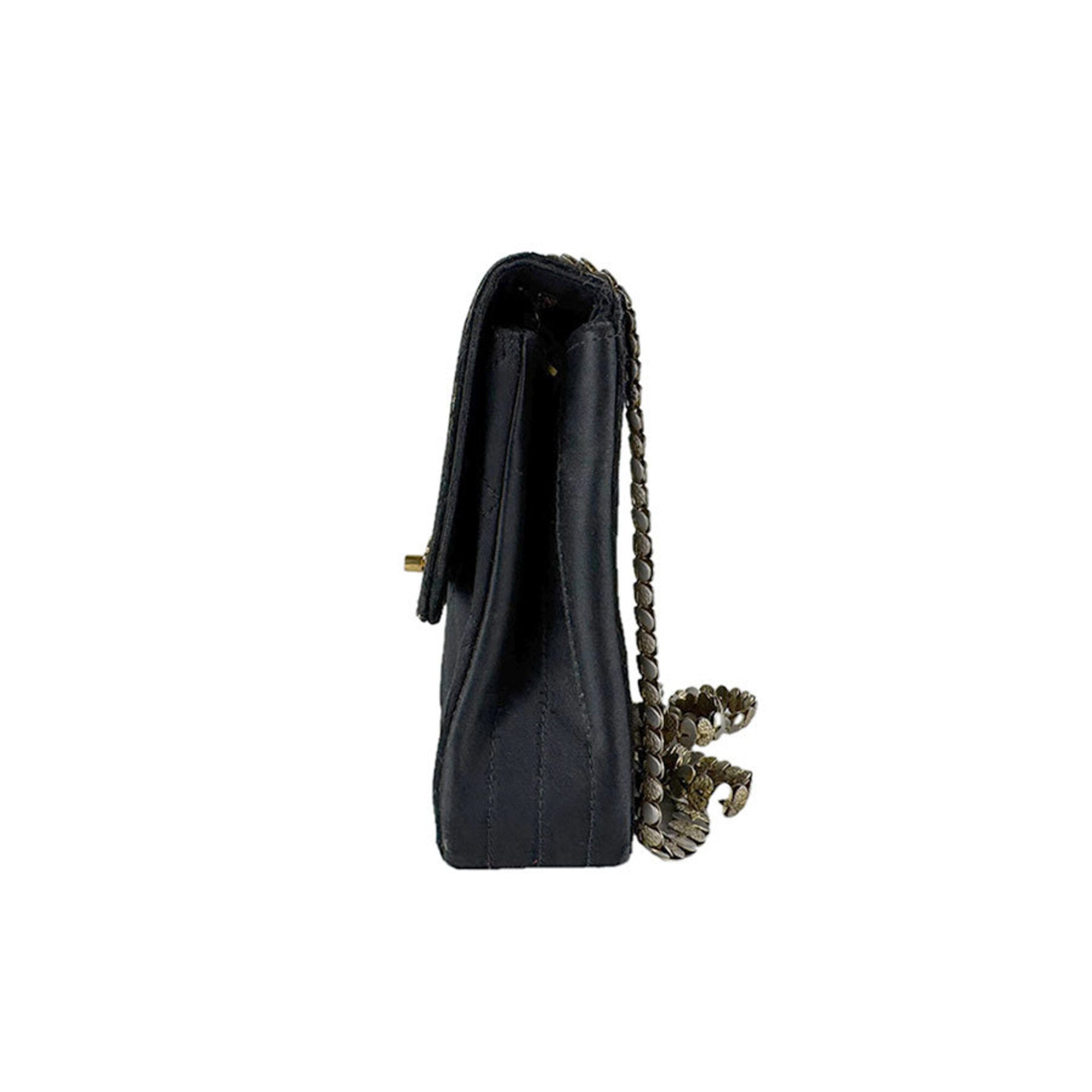 Chanel Black Satin Shoulder Bag (Pre-Owned)