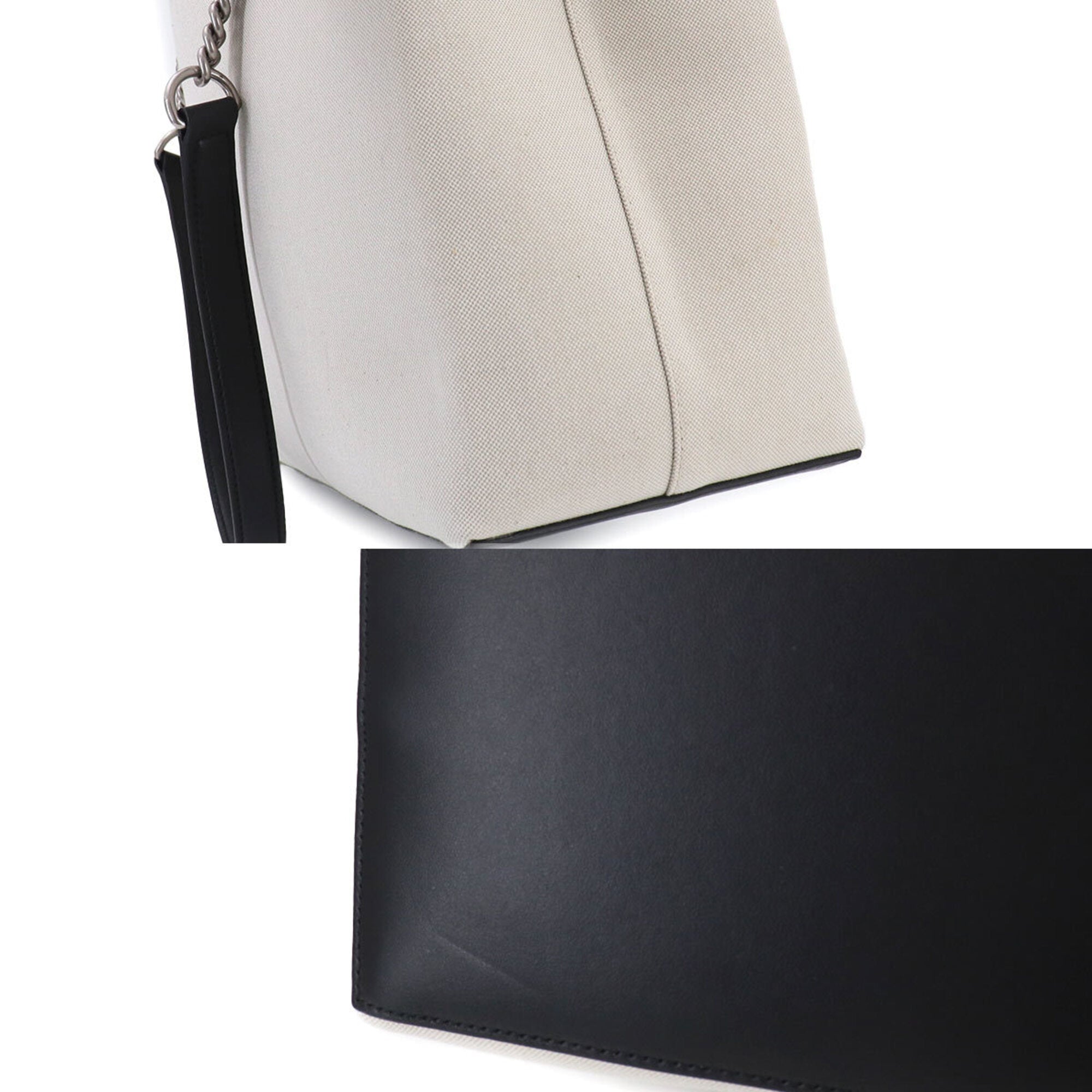 Balenciaga Black White Canvas Leather Handbag Tote Bag (Pre-Owned)