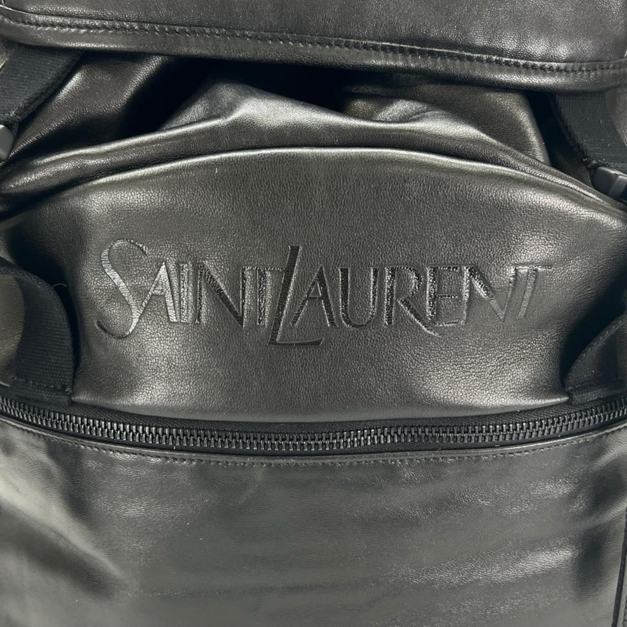Saint Laurent Black Leather Nylon Backpack (Pre-Owned)