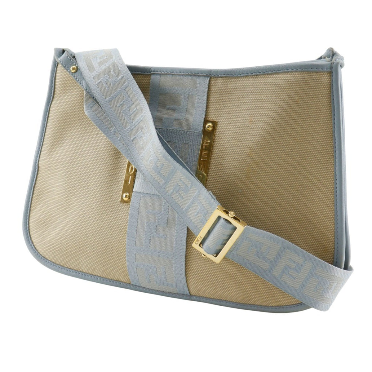 Fendi Beige Canvas Shoulder Bag (Pre-Owned)