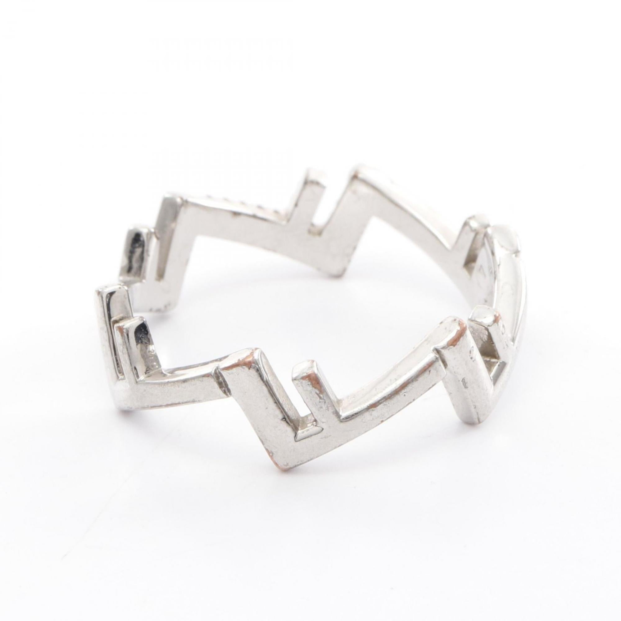 Fendi Silver Clear Stainless Steel Band Ring (Pre-Owned)