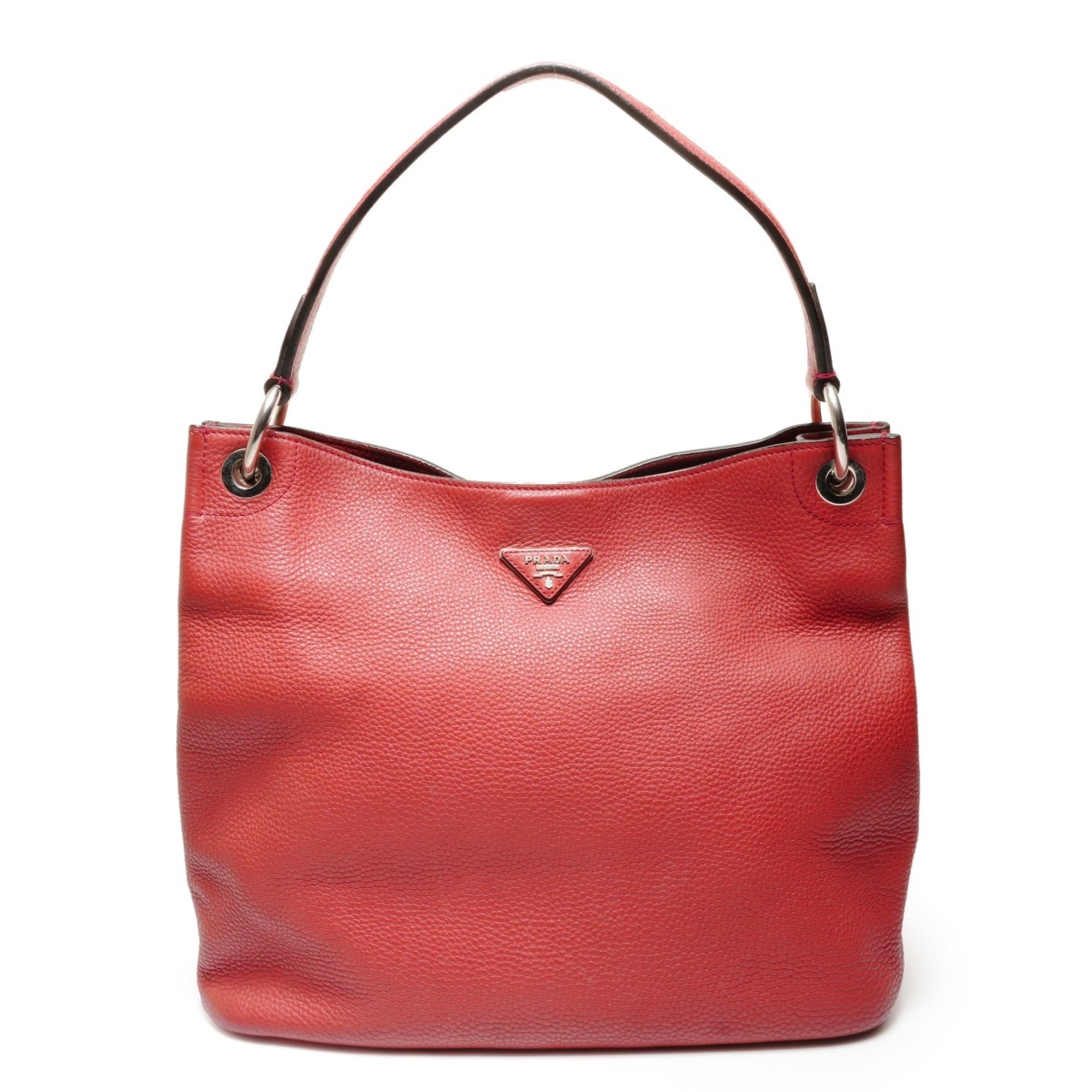 Prada Red Color Leather Shoulder Bag (Pre-Owned)