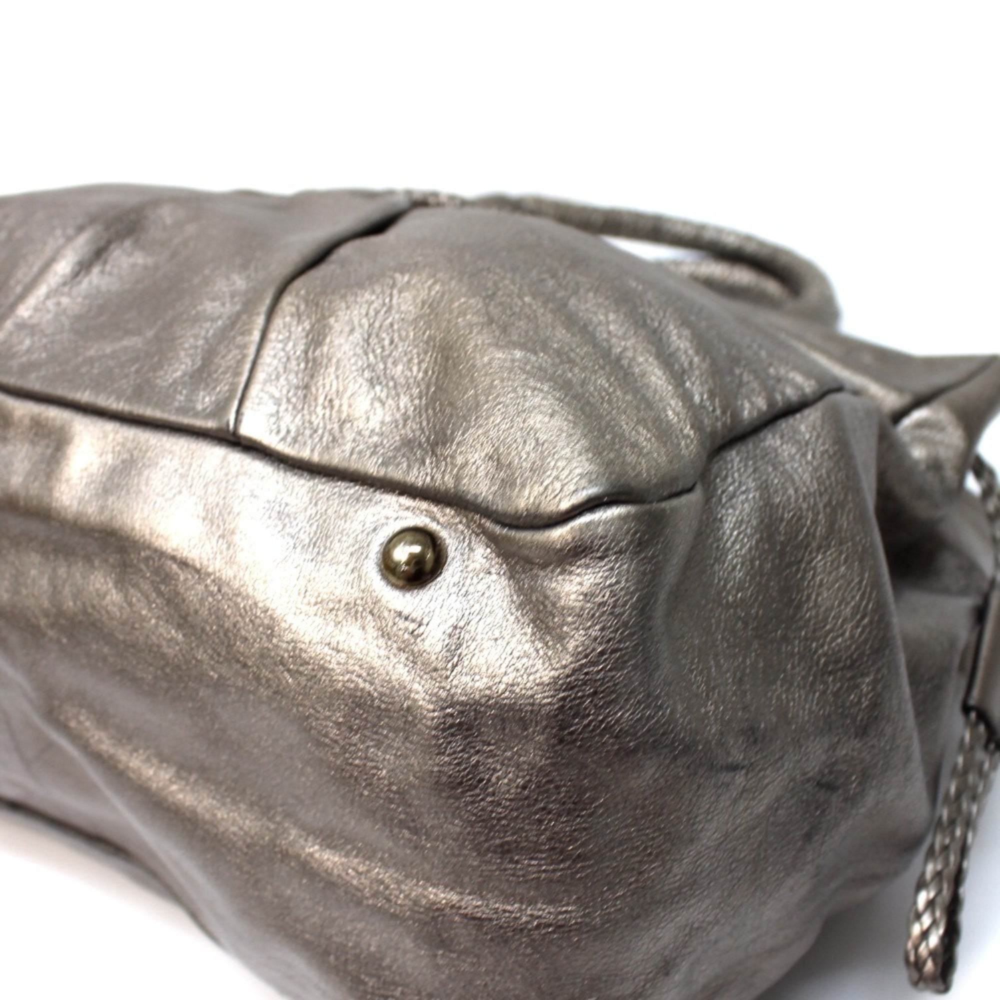 Salvatore Ferragamo Gancini Bronze Gray Leather Handbag Shoulder Bag Tote Bag (Pre-Owned)