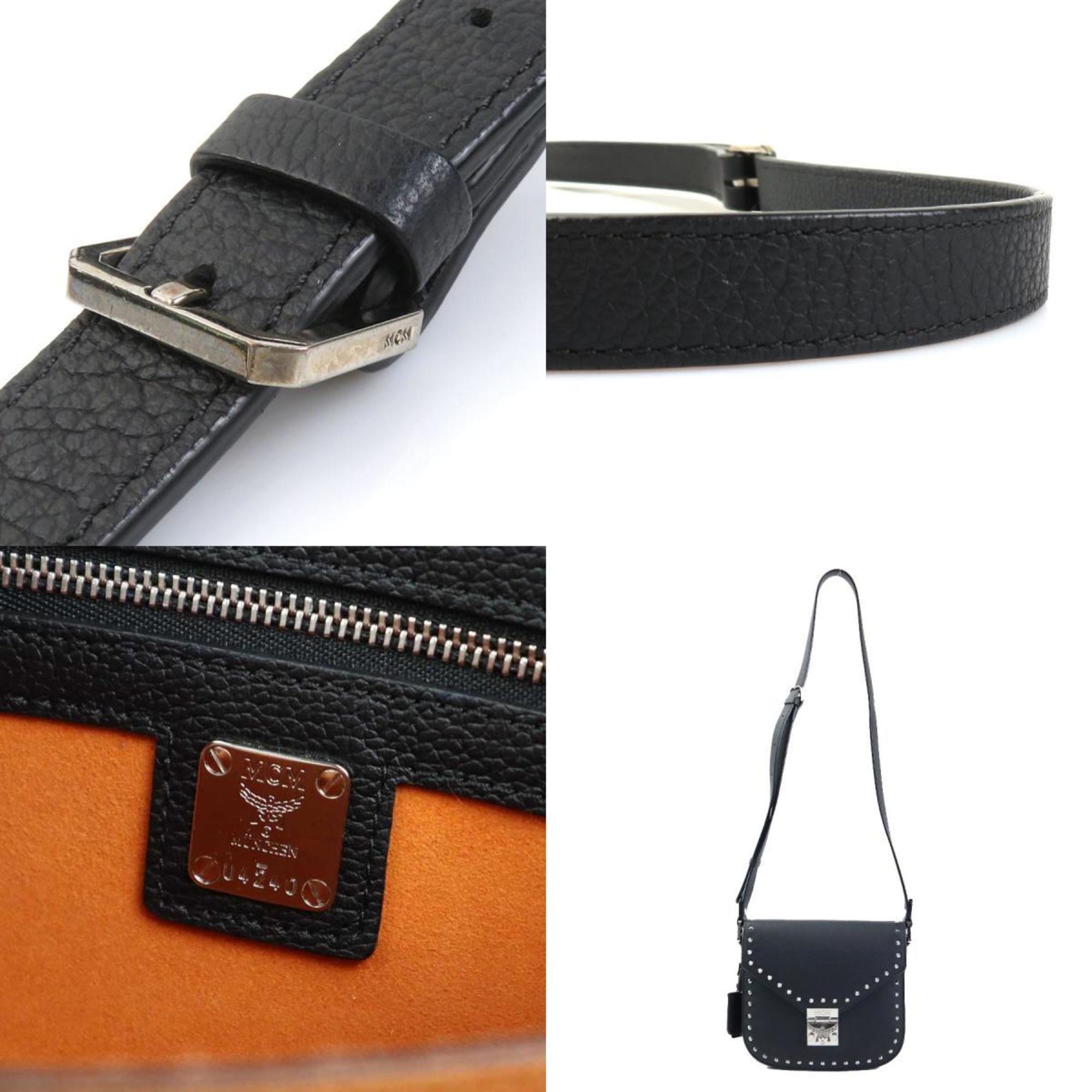 Mcm Black Leather Shoulder Bag (Pre-Owned)