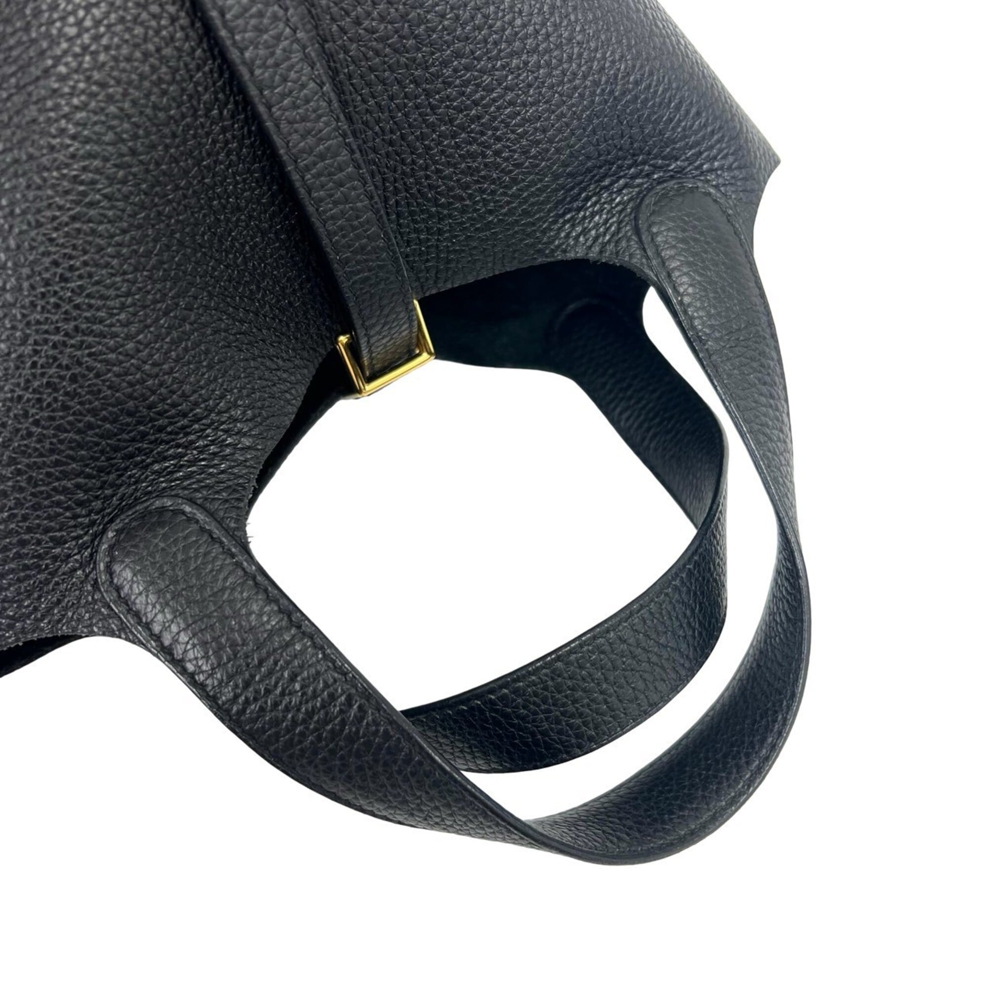Hermes Black Taurillon Clemence Leather Handbag Tote Bag (Pre-Owned)