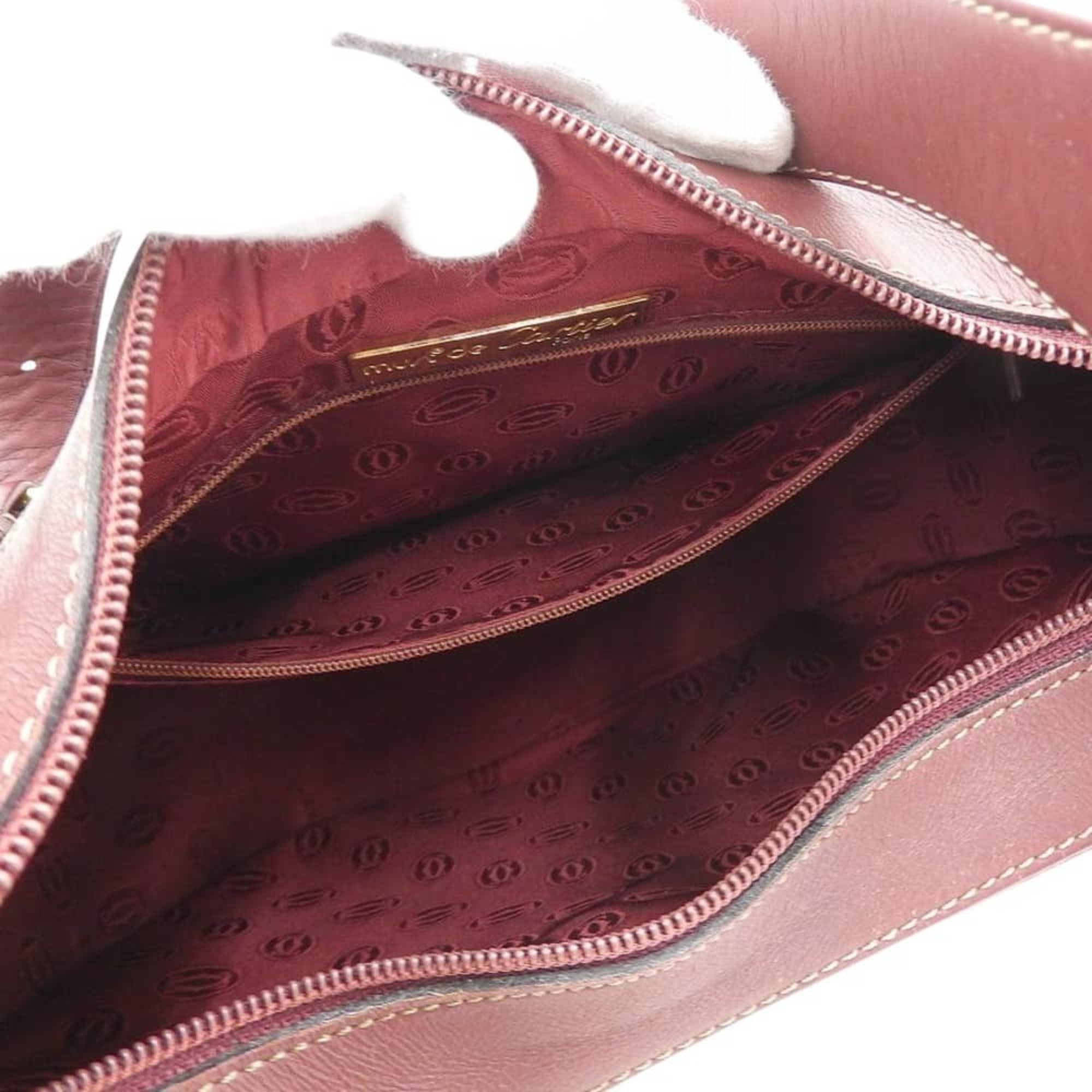 Cartier Bordeaux Leather Shoulder Bag (Pre-Owned)