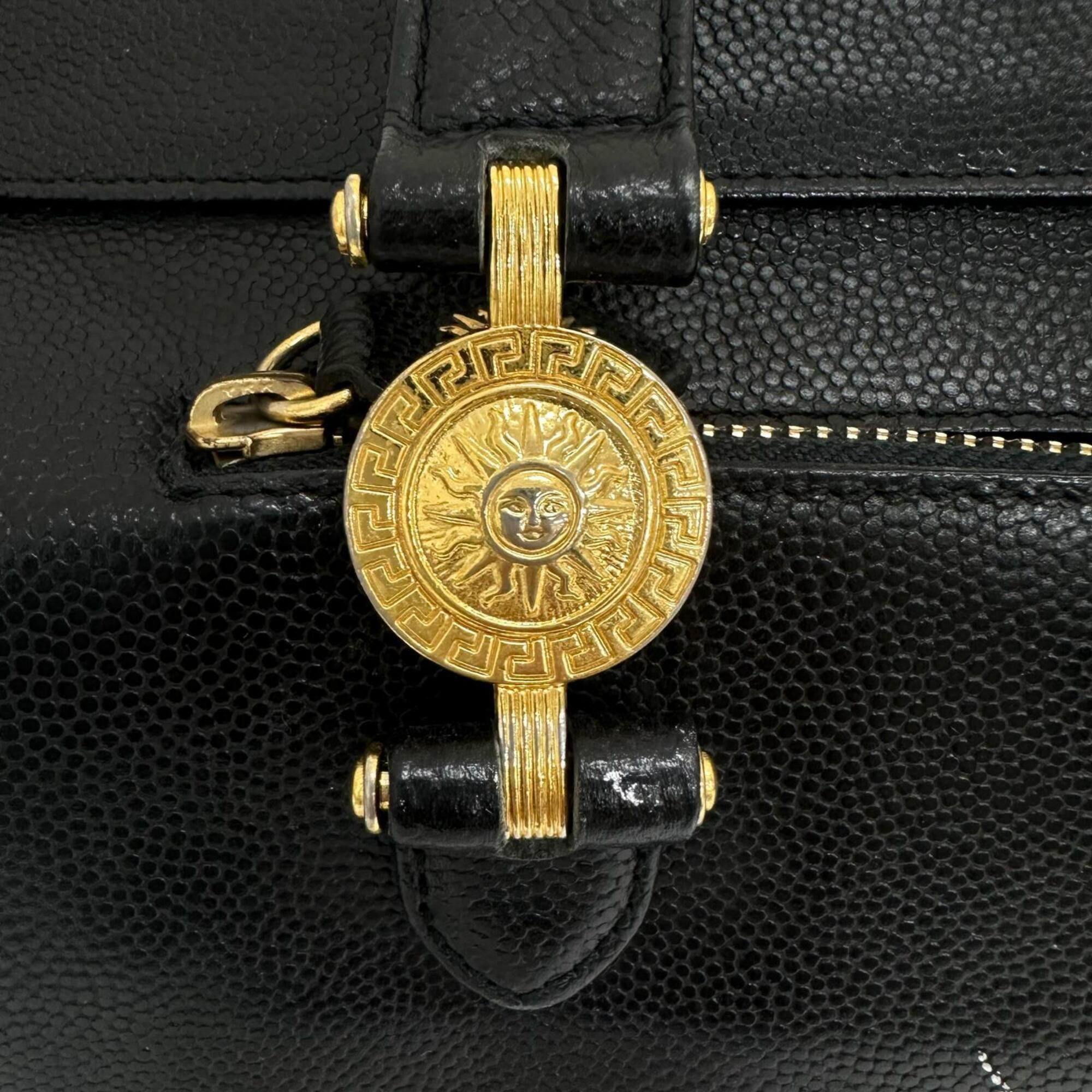 Versace Black Leather Tote Bag (Pre-Owned)