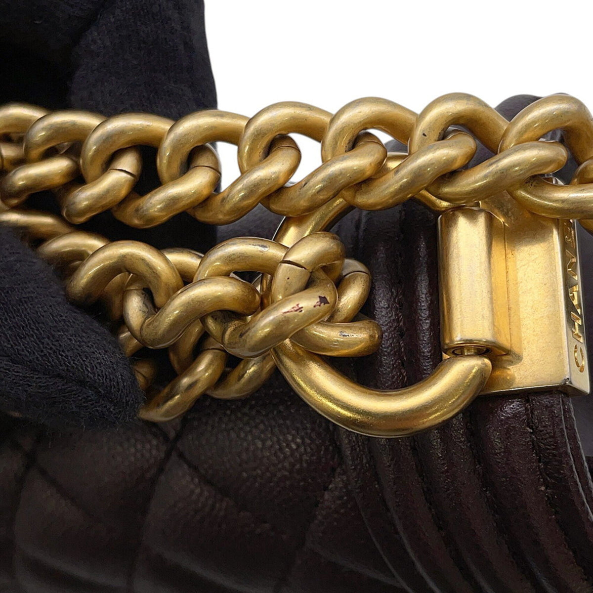 Chanel Brown Grained Calfskin Shoulder Bag (Pre-Owned)