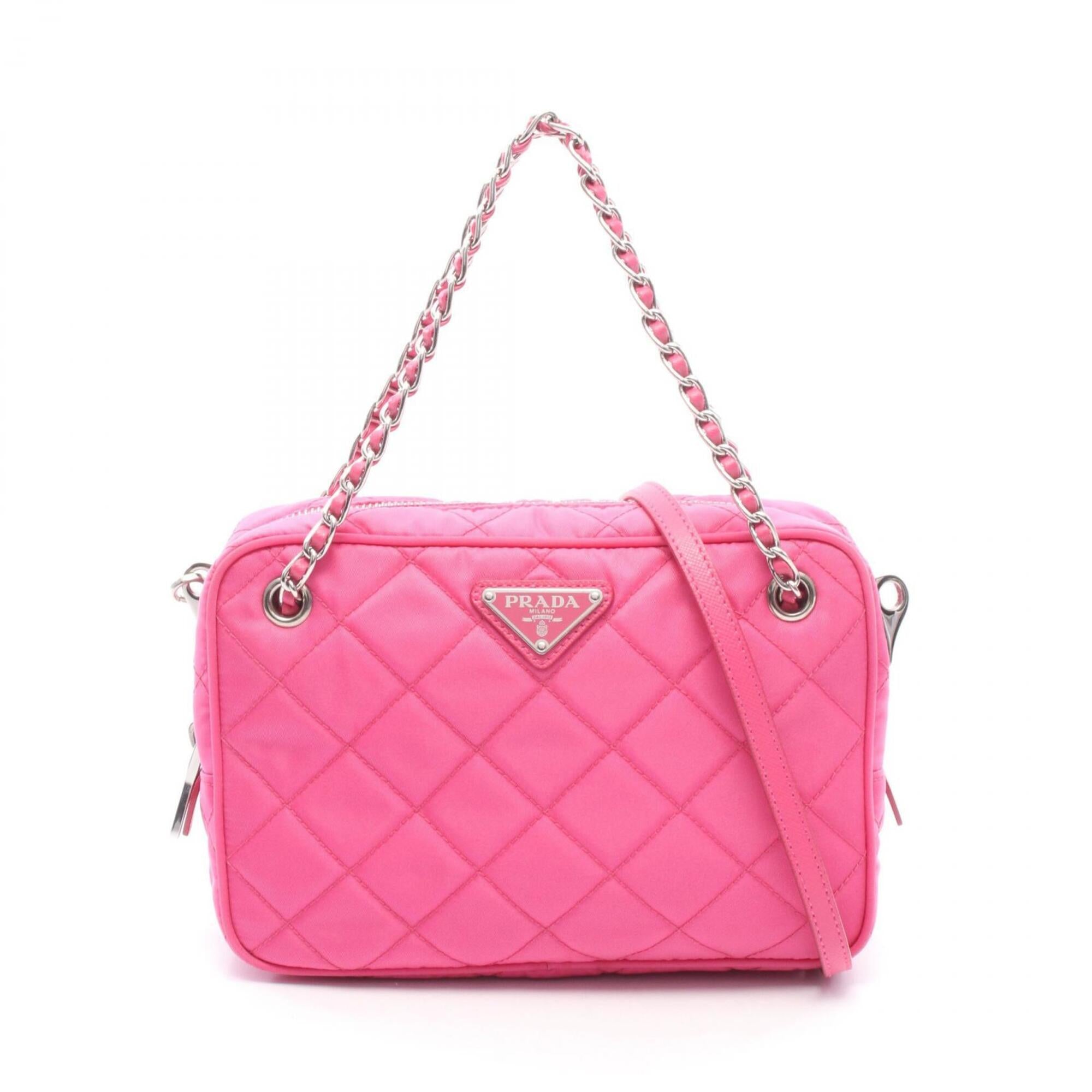 Prada Pink Nylon Leather Handbag (Pre-Owned)