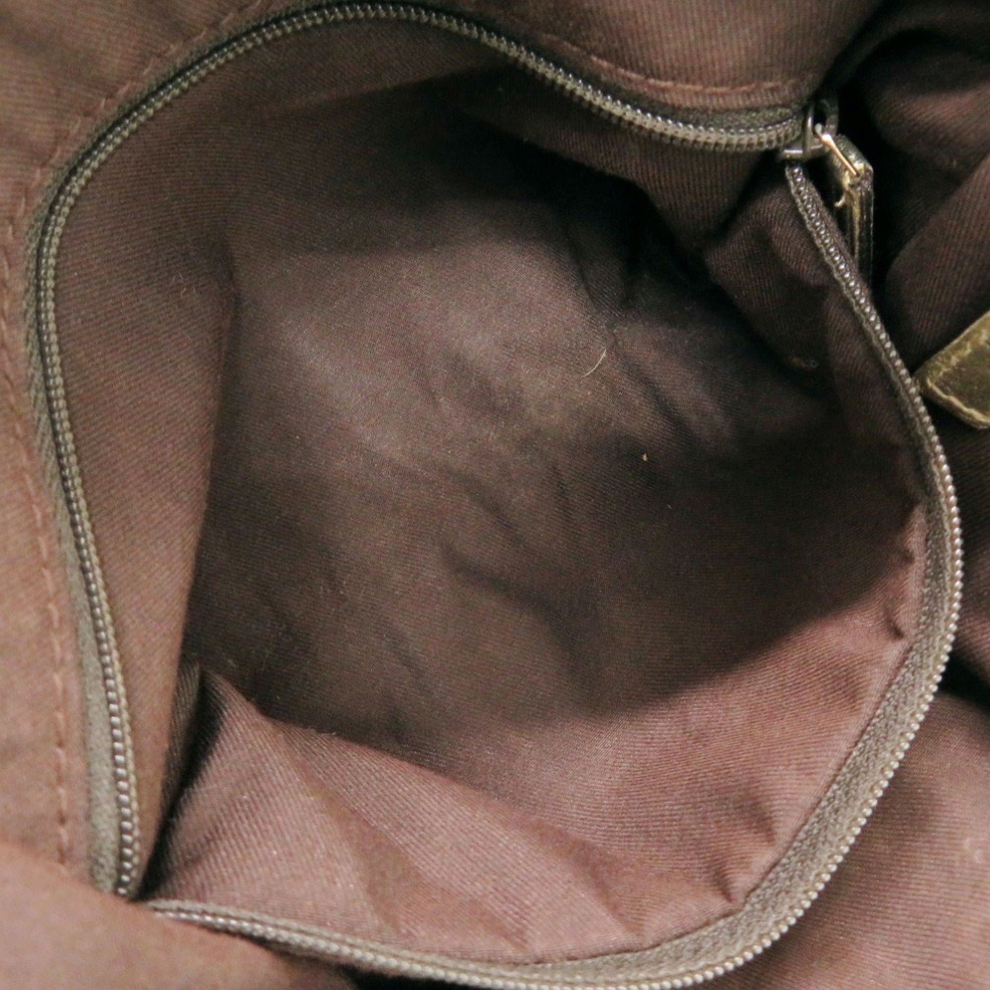 Gucci Beige Gold Gg Canvas Handbag (Pre-Owned)
