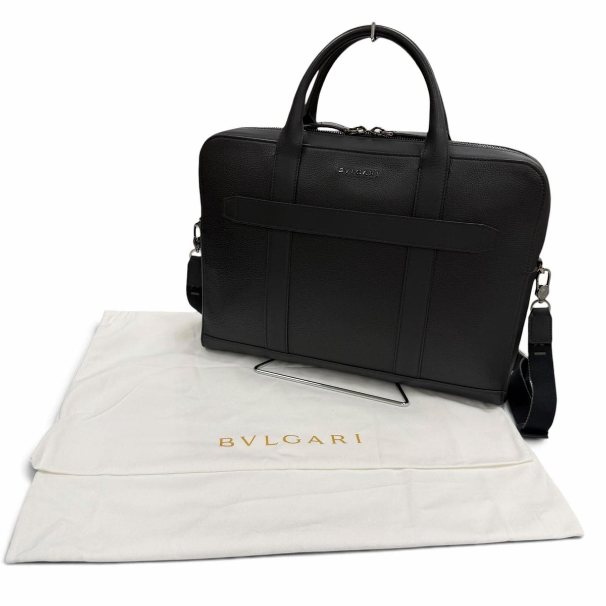 Bvlgari Black Leather Nylon Briefcase (Pre-Owned)