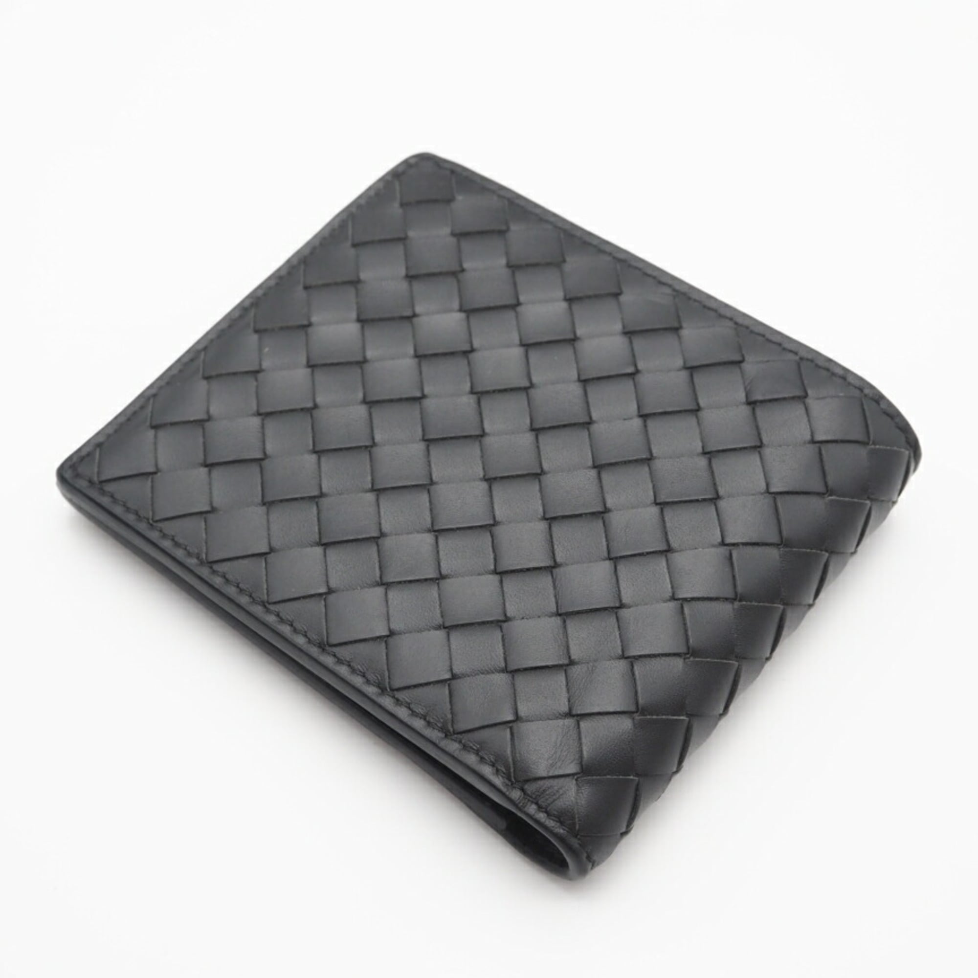 Bottega Veneta Intrecciato Gray Leather Wallet (Bi-Fold) (Pre-Owned)