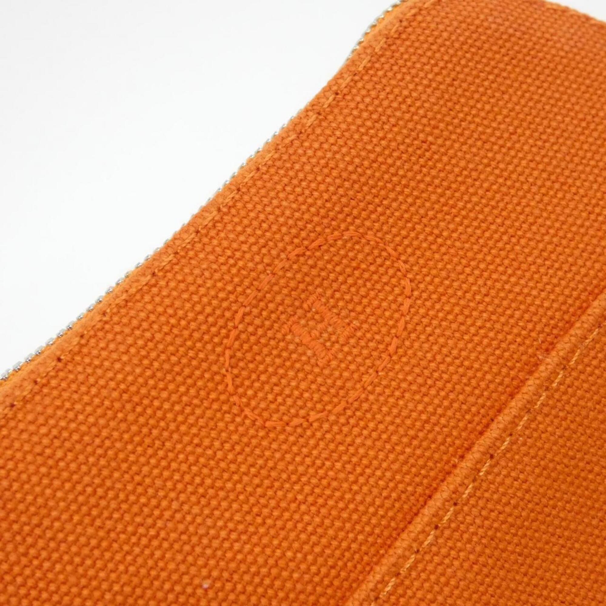 Hermes Feu Orange Canvas Handbag Pouch (Pre-Owned)