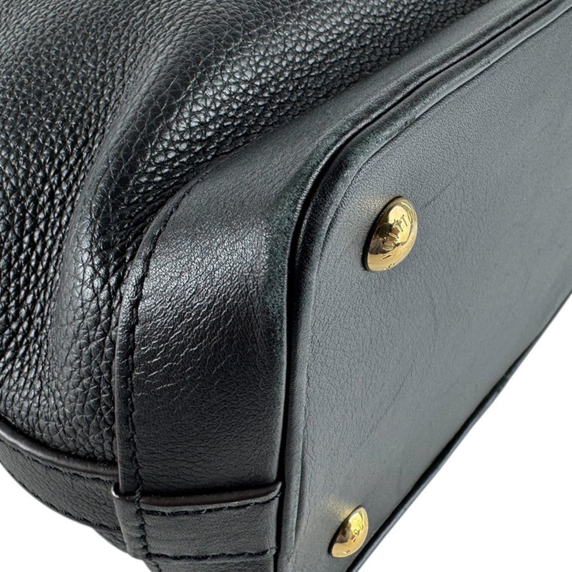 Louis Vuitton Black Leather Handbag Shoulder Bag (Pre-Owned)