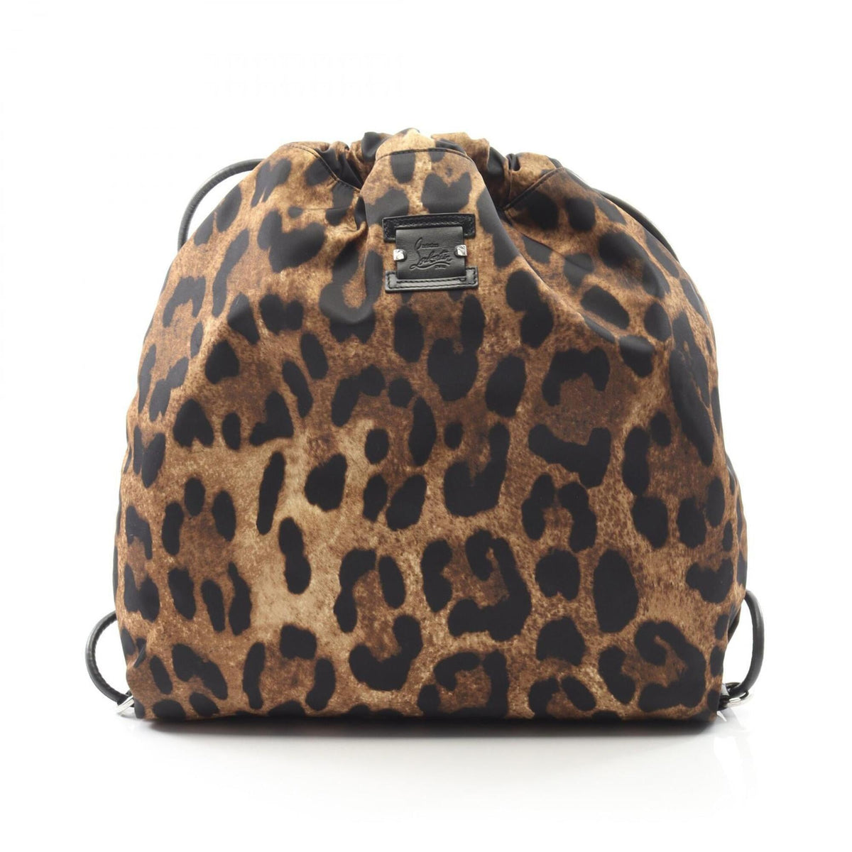 Christian Louboutin Black Brown Nylon Leather Backpack Handbag (Pre-Owned)
