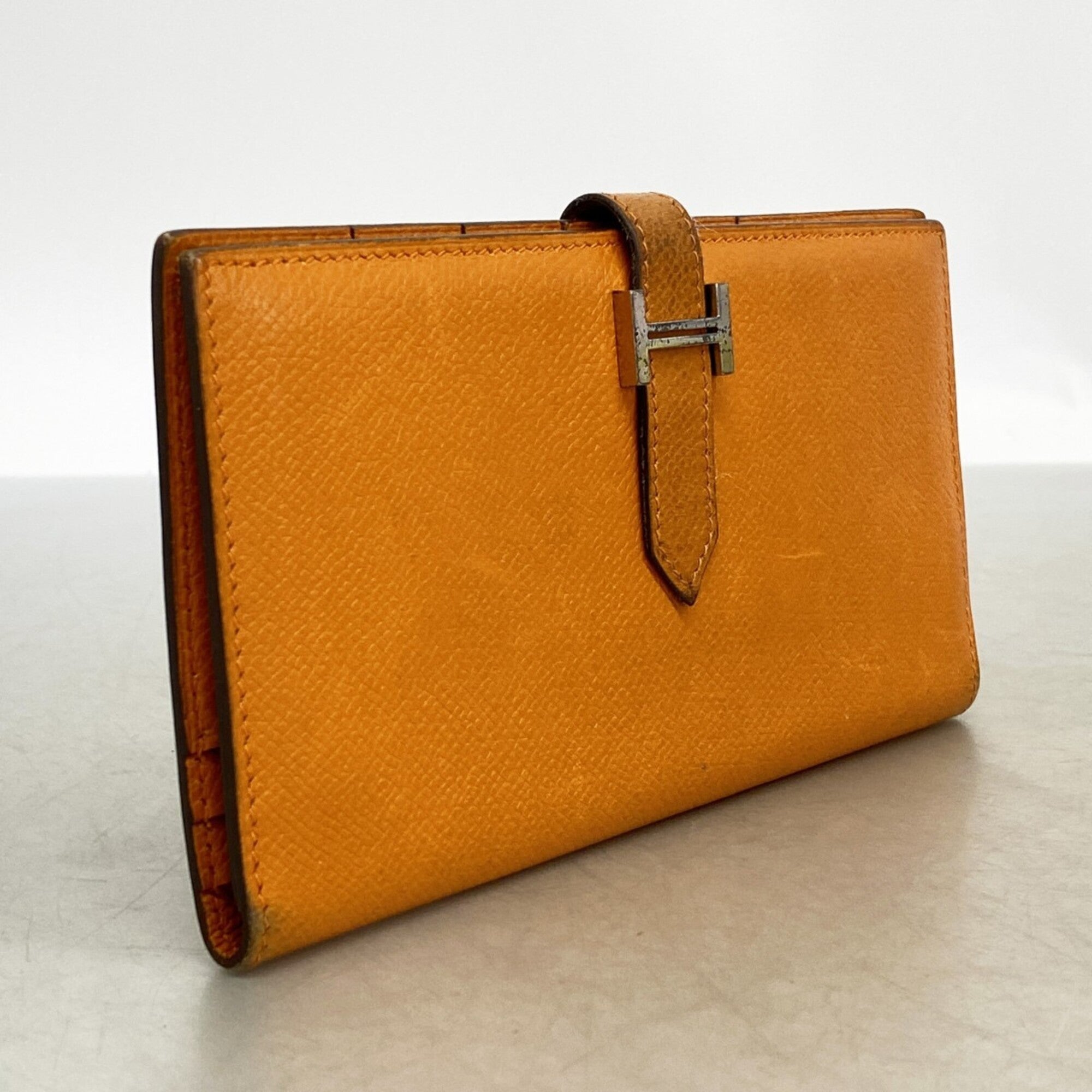 Hermes Orange Epsom Leather Long Wallet (Bi-Fold) (Pre-Owned)