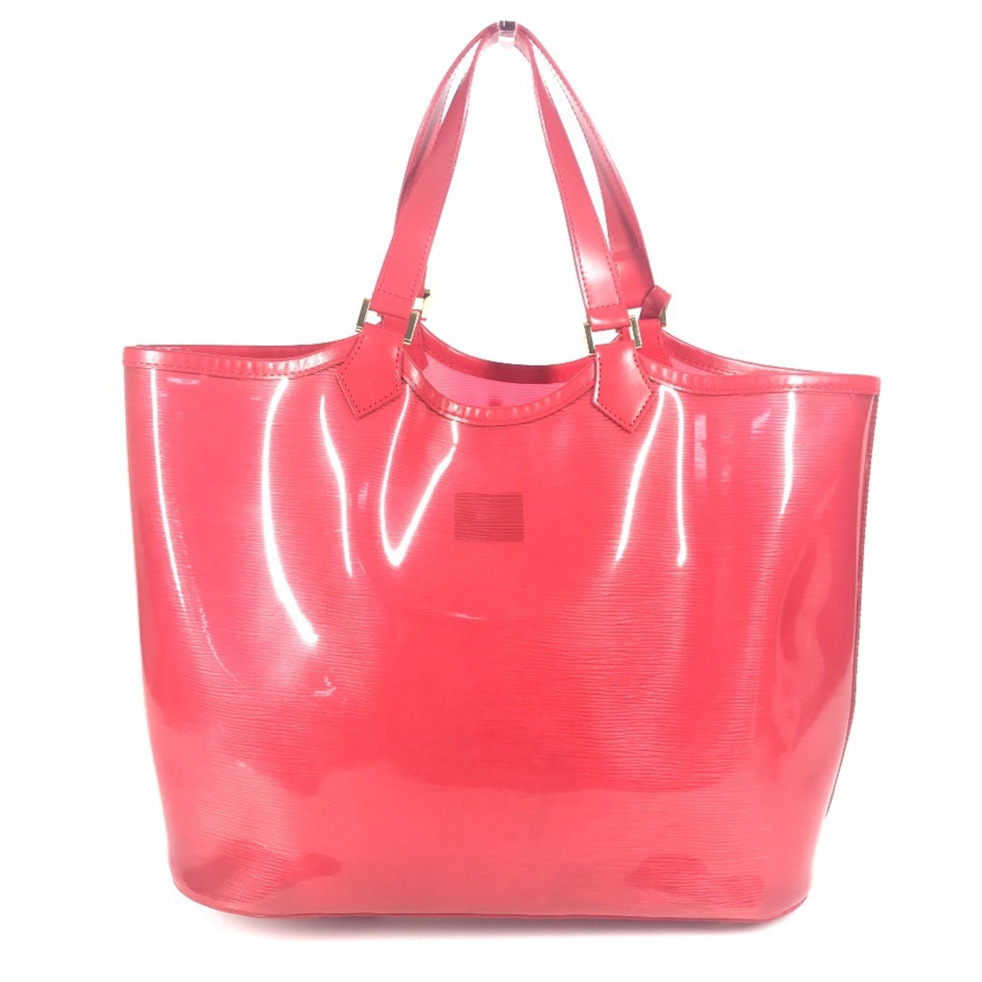 Louis Vuitton Red Color Vinyl Leather Handbag Tote Bag (Pre-Owned)