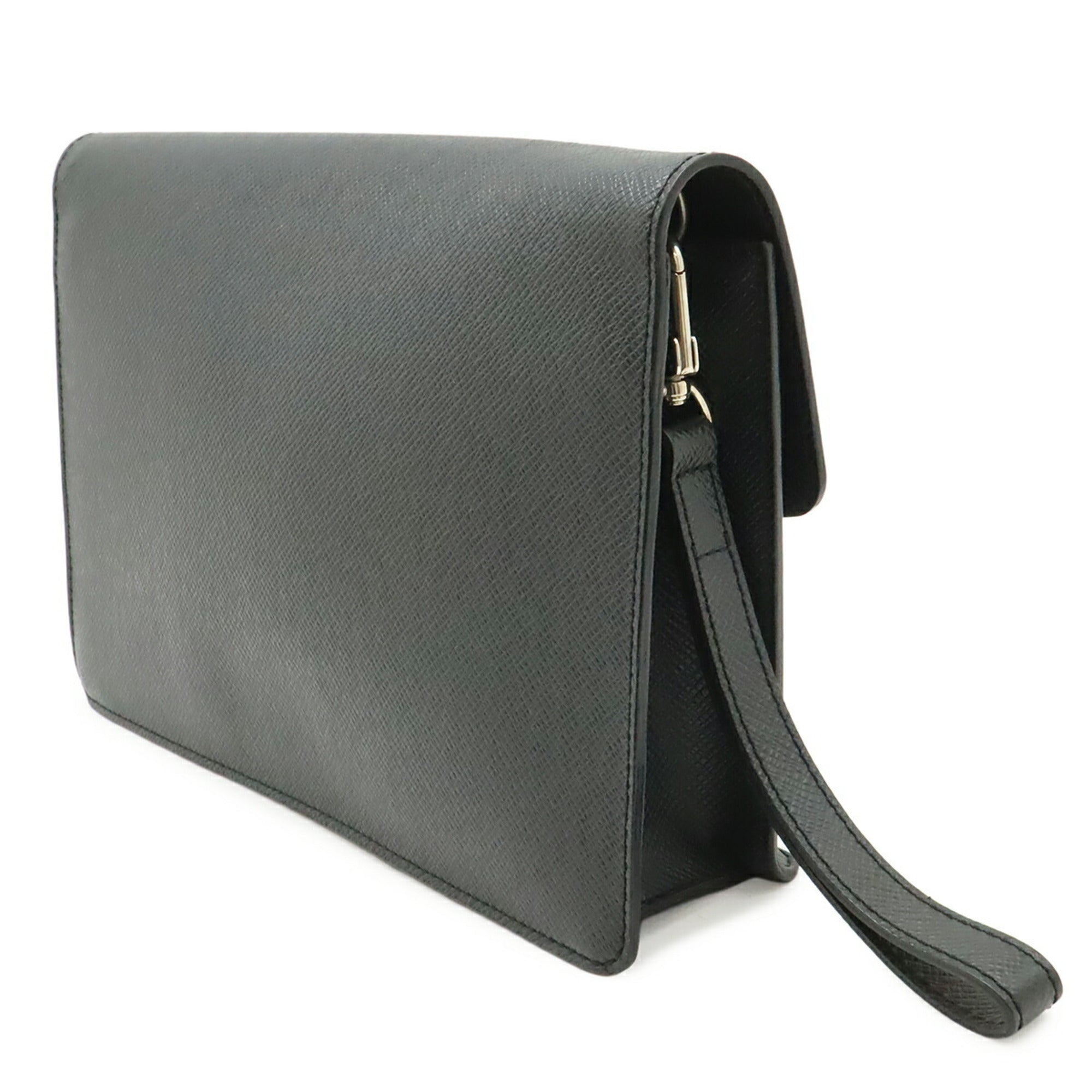 Louis Vuitton Ardoise Black Leather Clutch Bag (Pre-Owned)