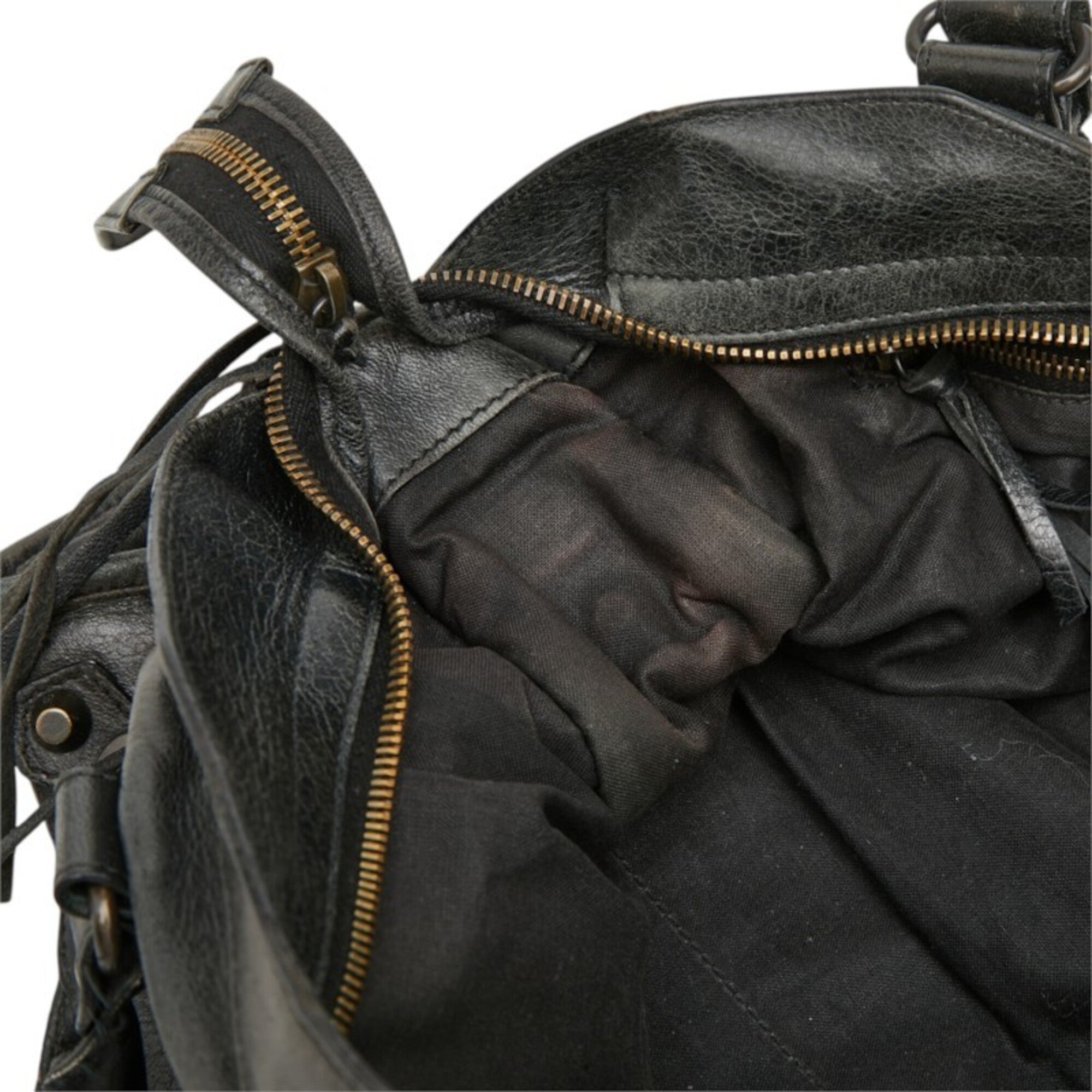 Balenciaga Black Leather Felt Handbag Shoulder Bag (Pre-Owned)