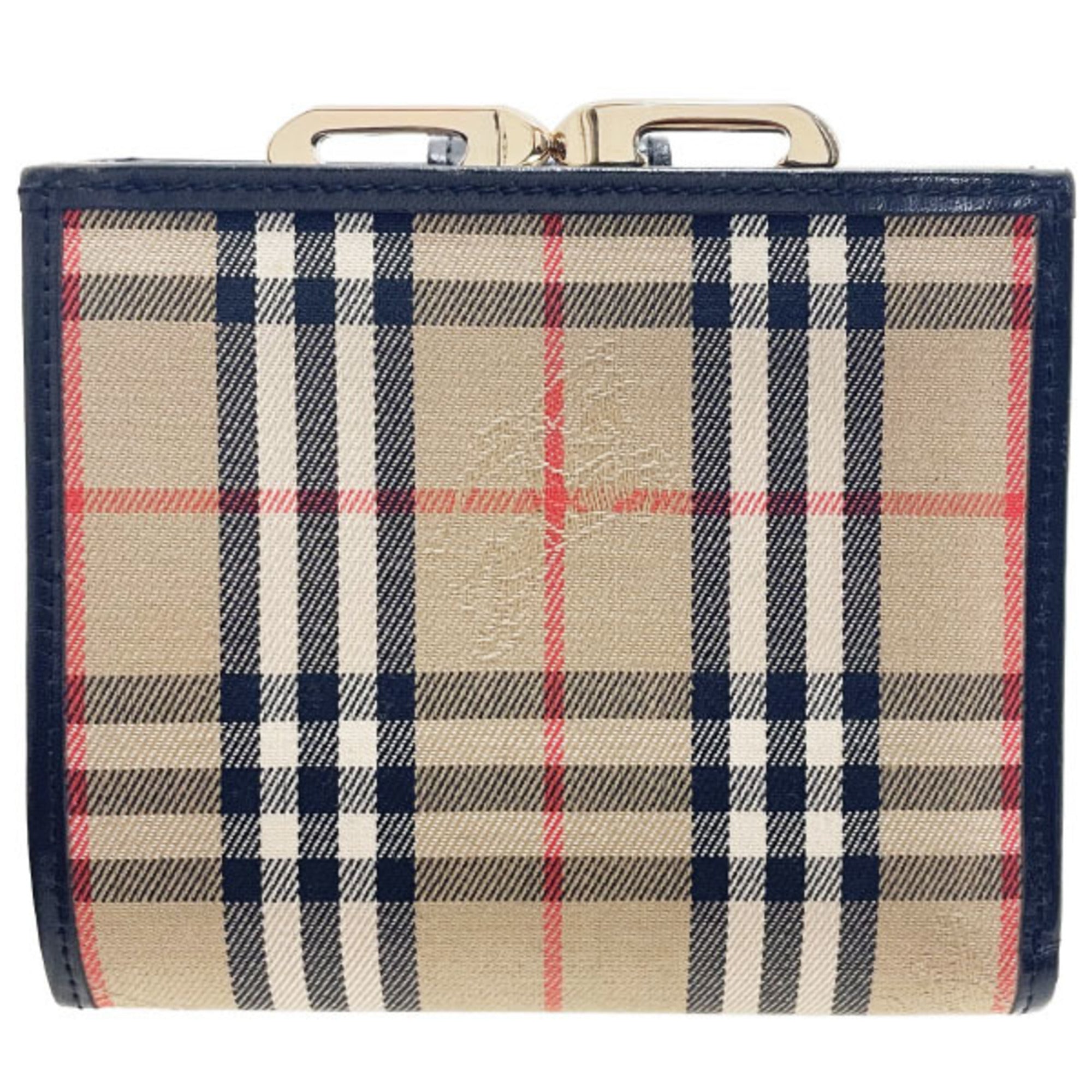 Burberry Beige Black Canvas Leather Wallet (Bi-Fold) (Pre-Owned)