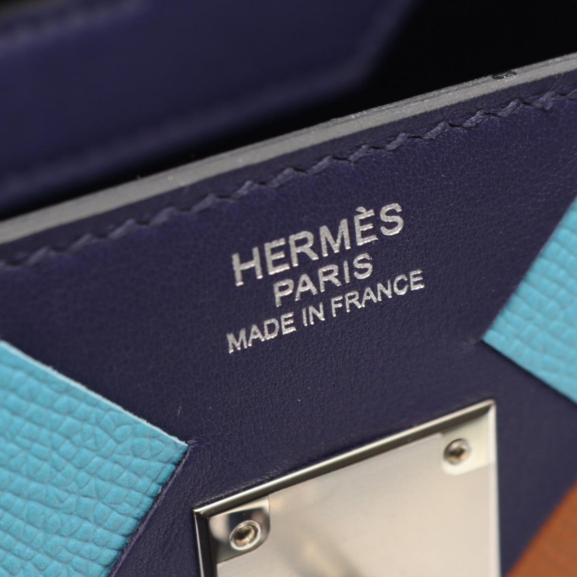 Hermes Blue Brown Swift Leather Leather Handbag (Pre-Owned)