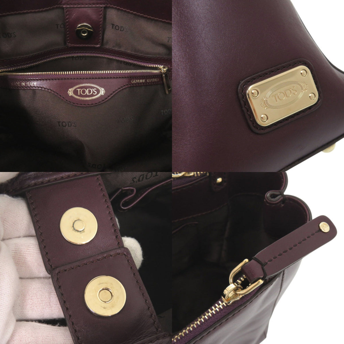 Tod's Purple Leather Handbag Shoulder Bag Tote Bag (Pre-Owned)