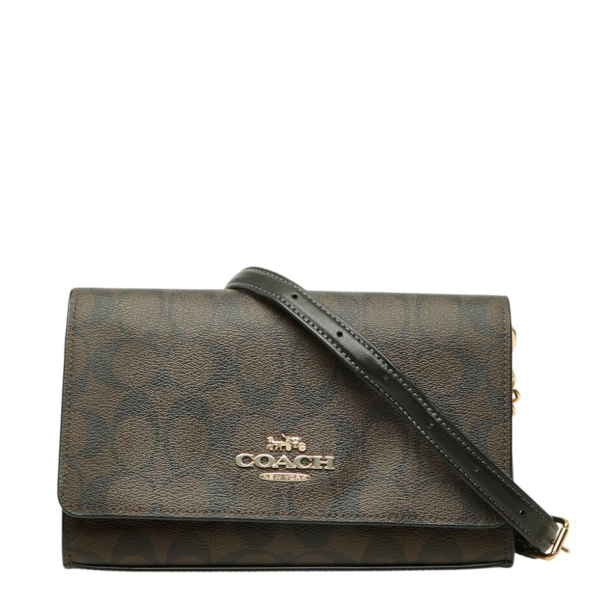 Coach Signature Brown Pvc Leather Shoulder Bag (Pre-Owned)