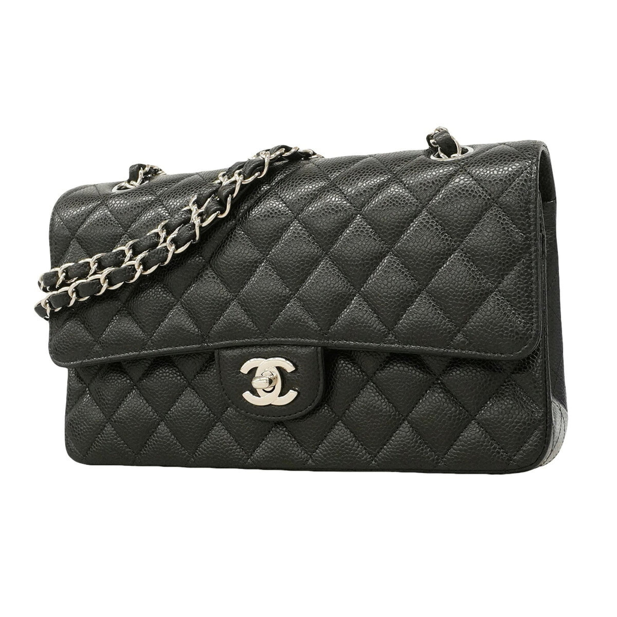 Chanel Black Grained Calfskin Shoulder Bag (Pre-Owned)