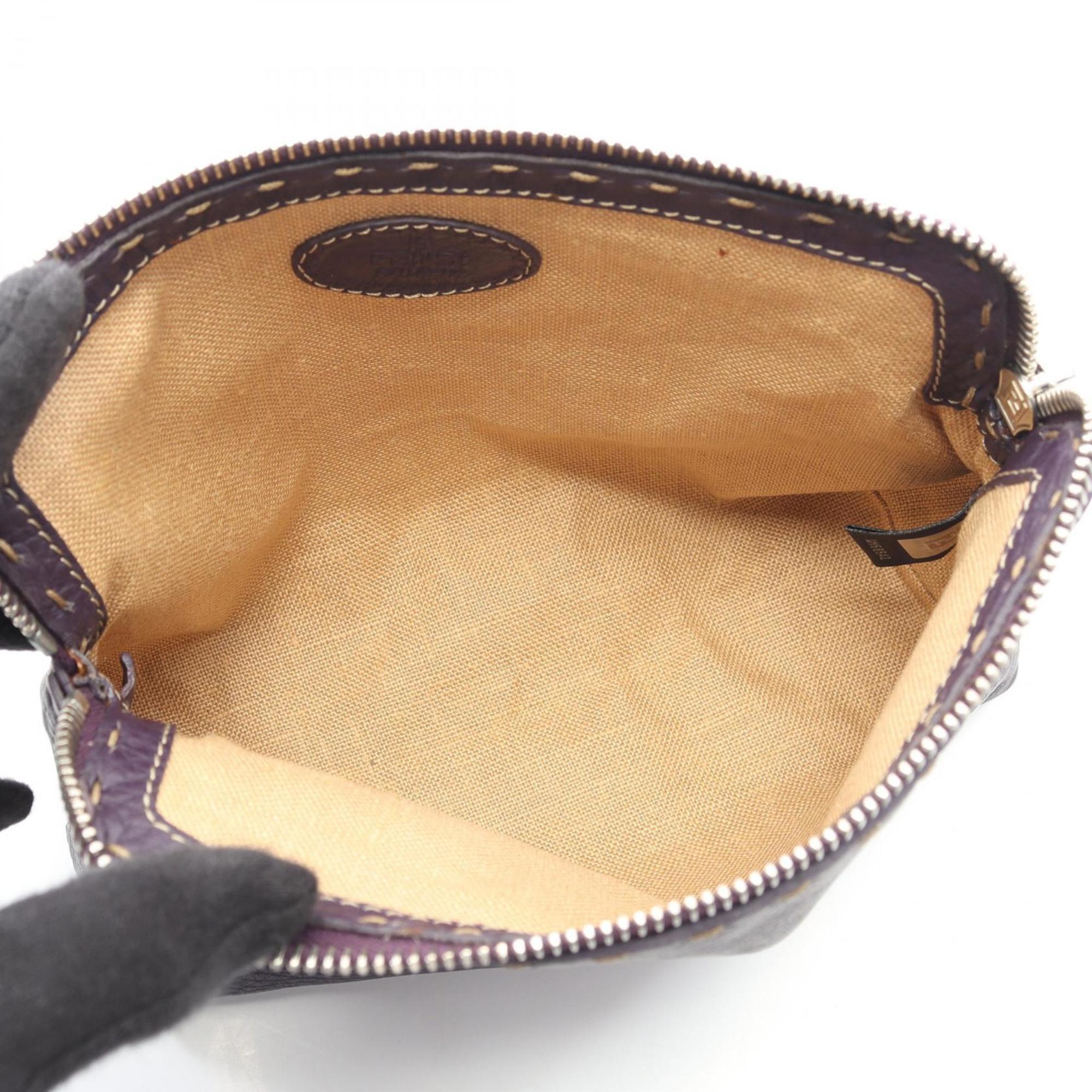 Fendi Purple Leather Pouch (Pre-Owned)