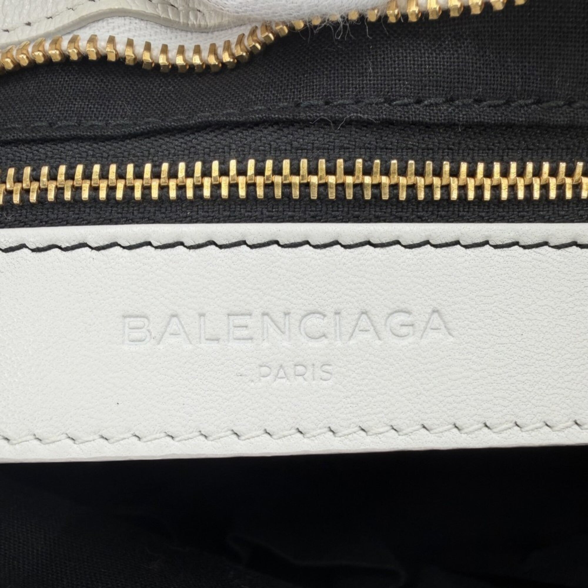 Balenciaga Metallic White Leather Handbag Shoulder Bag (Pre-Owned)
