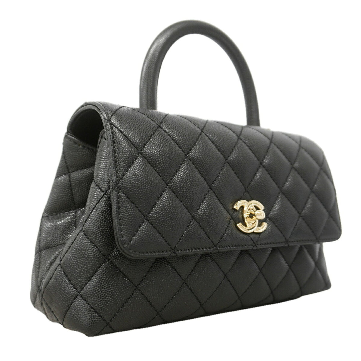 Chanel Black Grained Calfskin Handbag (Pre-Owned)