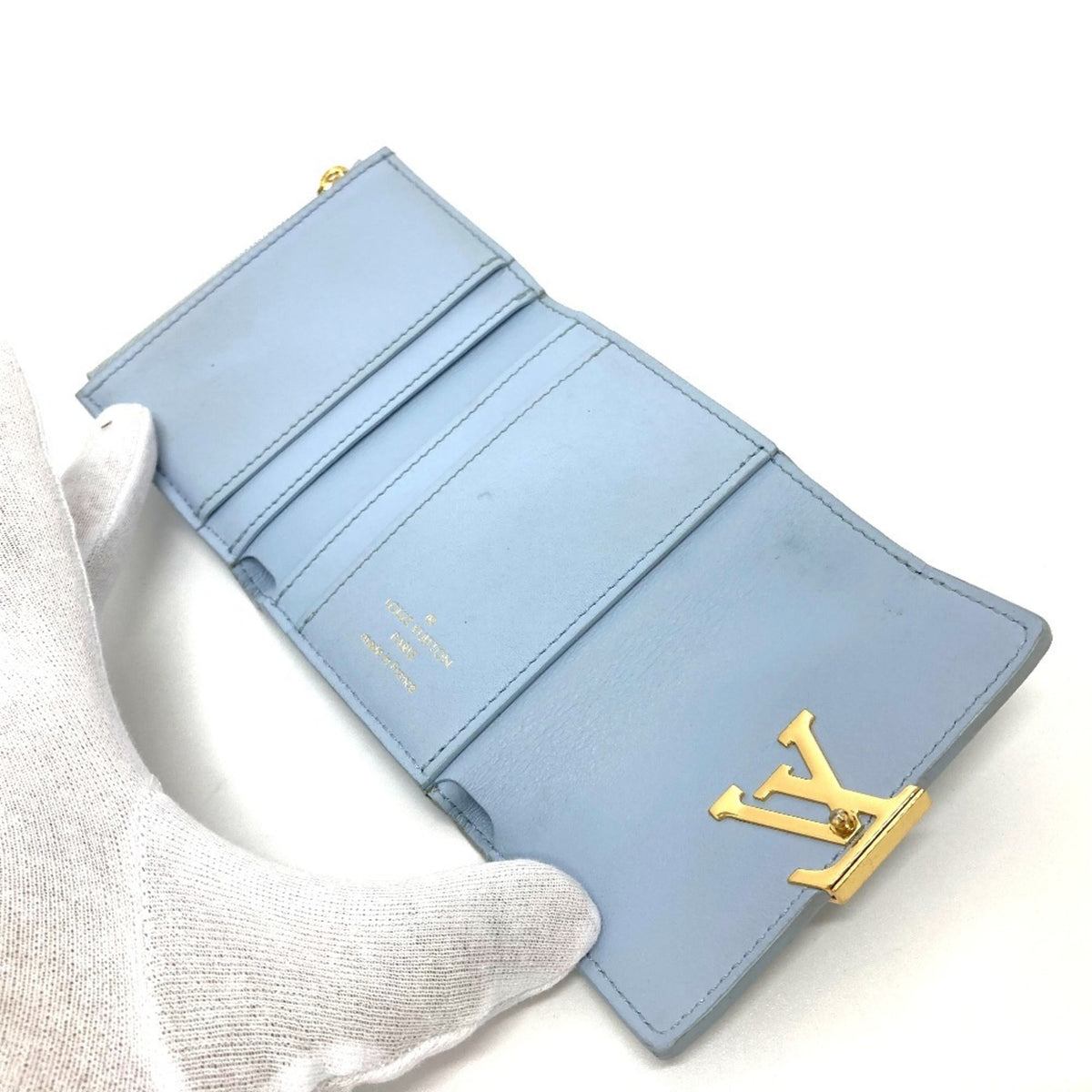 Louis Vuitton Blue Leather Wallet (Tri-Fold) (Pre-Owned)