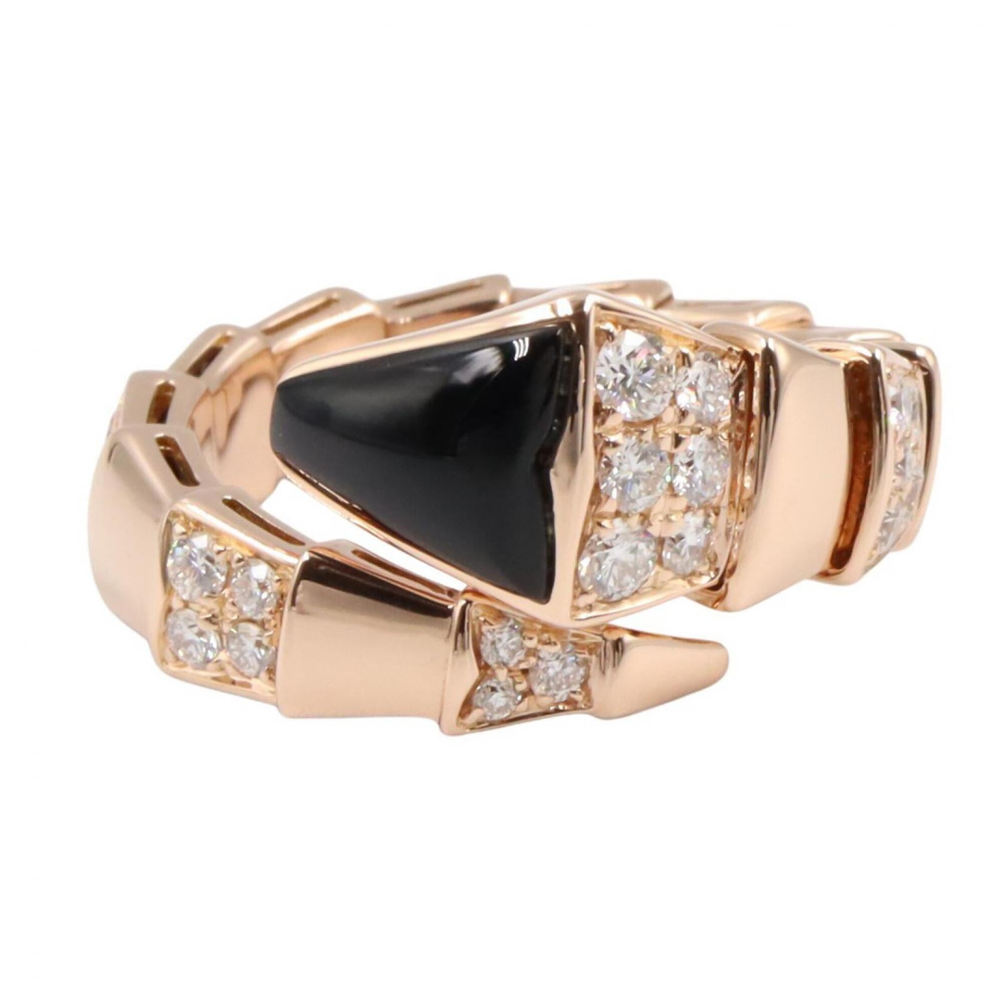Bvlgari Black Clear Pink Pink Gold (18K) Band Ring (Pre-Owned)