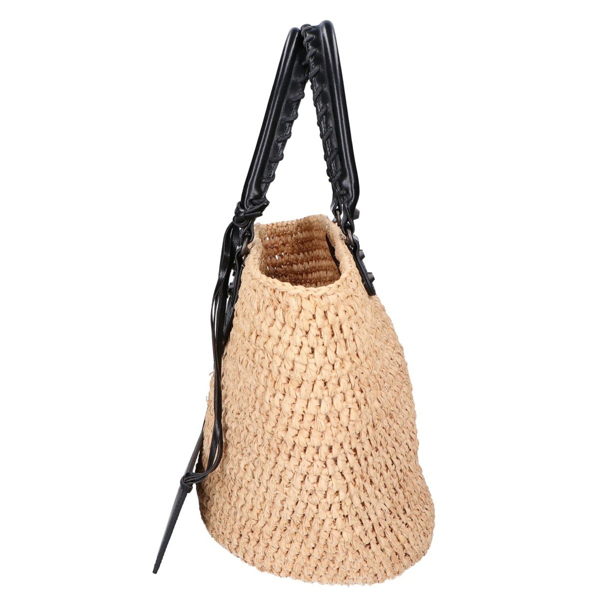 Balenciaga Black Raffia Basket Handbag (Pre-Owned)