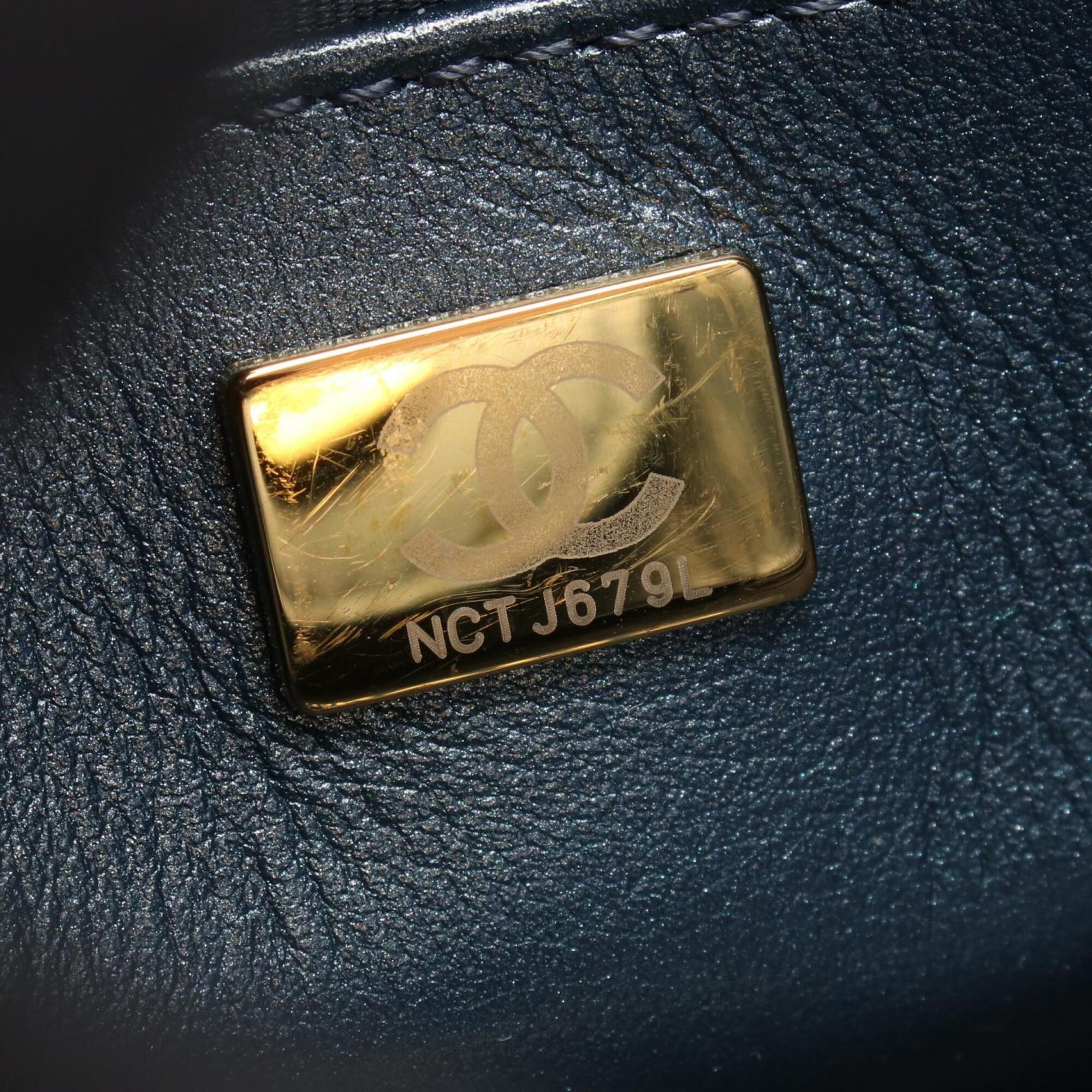 Chanel Blue Denim Leather Handbag Shoulder Bag (Pre-Owned)
