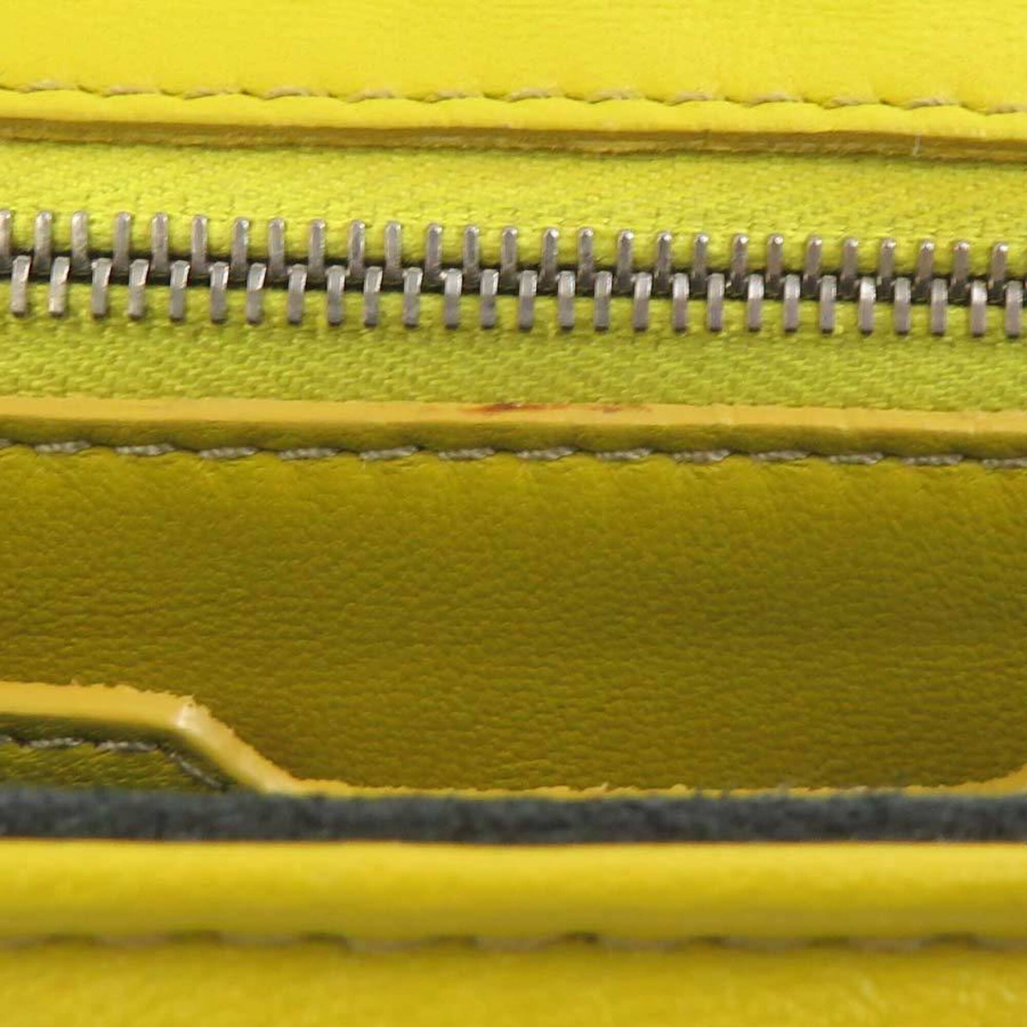 Fendi Gray Yellow Leather Shoulder Bag (Pre-Owned)