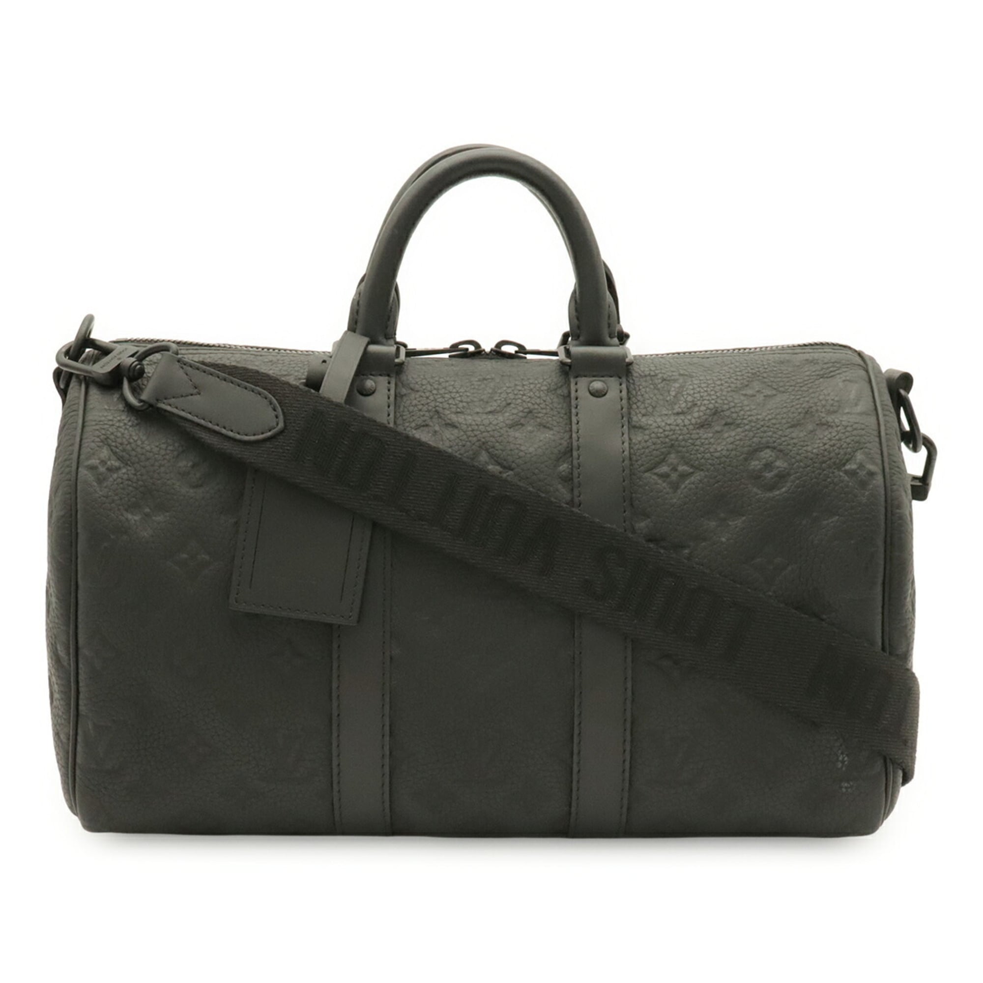 Louis Vuitton Noir Leather Boston Bag Handbag (Pre-Owned)