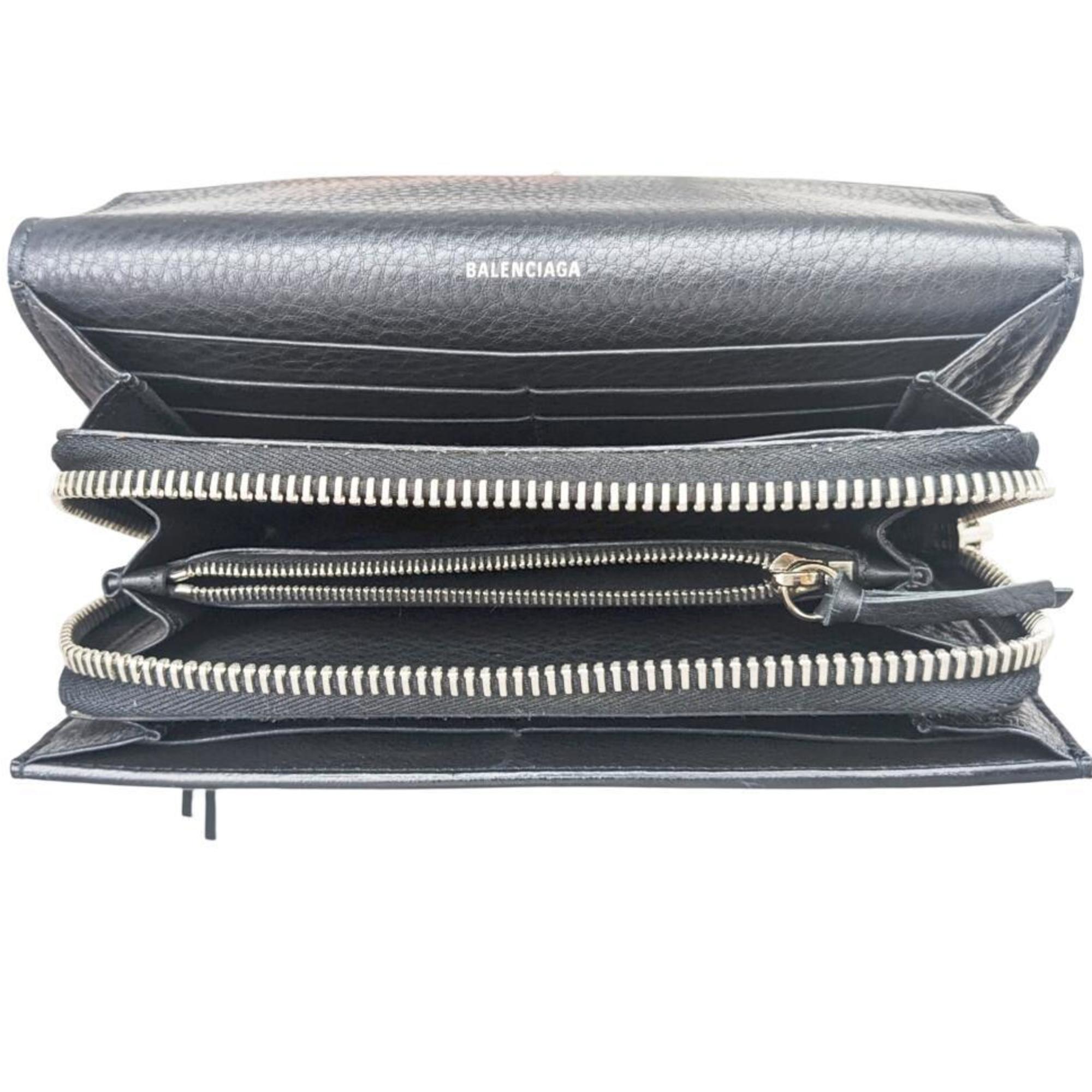 Balenciaga Black Leather Long Wallet (Bi-Fold) (Pre-Owned)