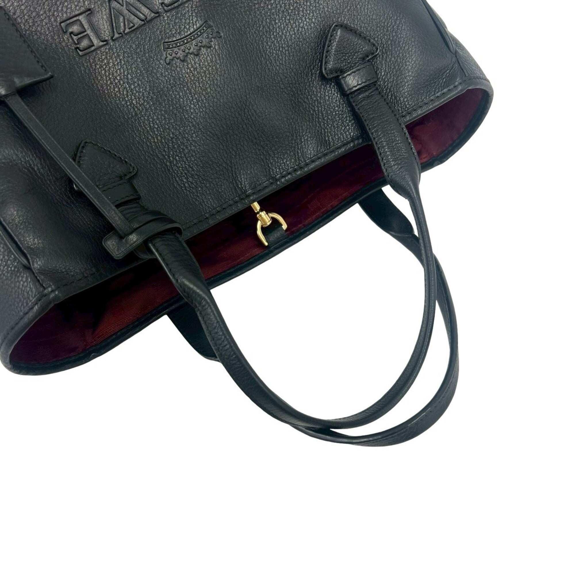 Loewe Black Leather Boston Bag Handbag Tote Bag (Pre-Owned)