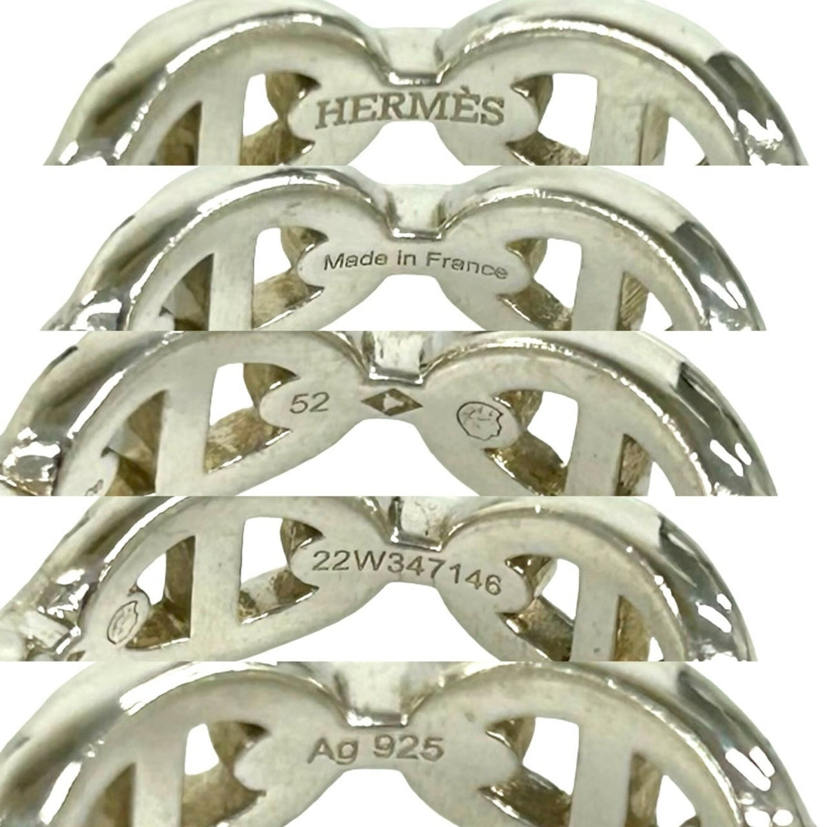 Hermes Silver Silver 925 Band Ring (Pre-Owned)