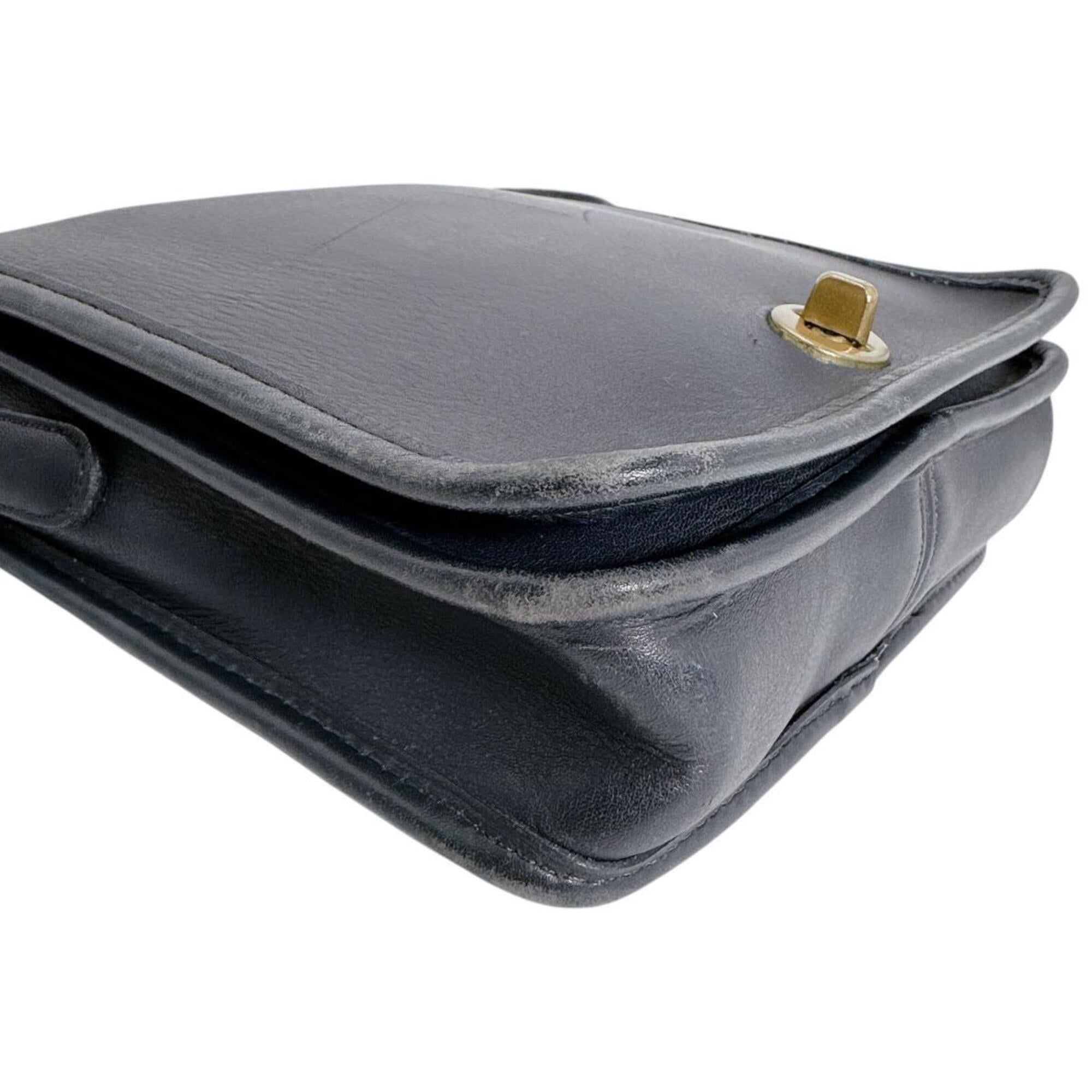 Coach Navy Leather Shoulder Bag (Pre-Owned)