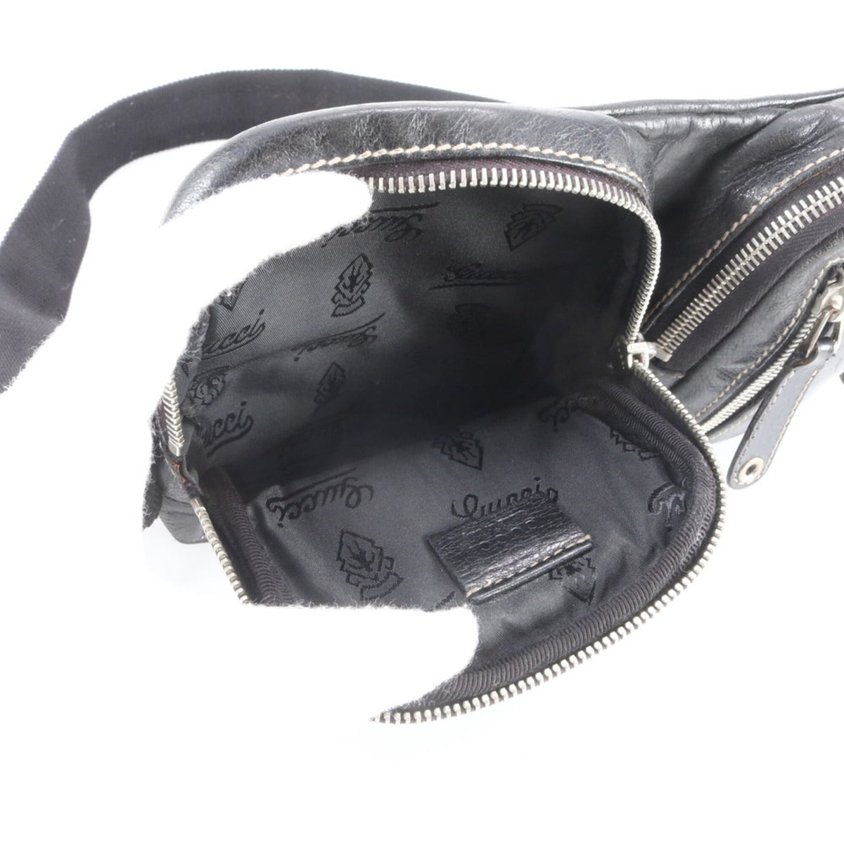 Gucci Black Leather Pouch Shoulder Bag Sling Bag (Pre-Owned)