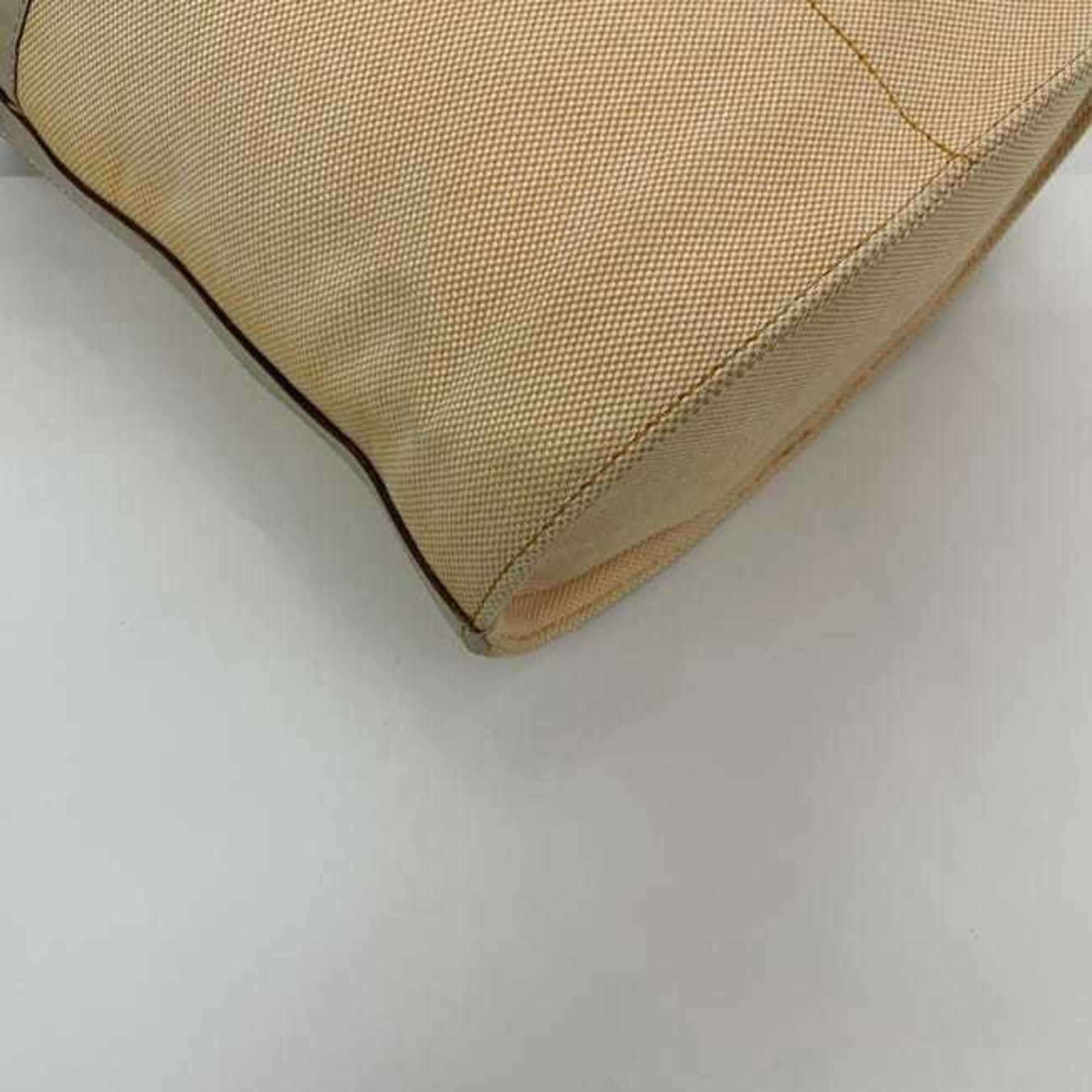 Burberry Beige Orange Canvas Shoulder Bag (Pre-Owned)