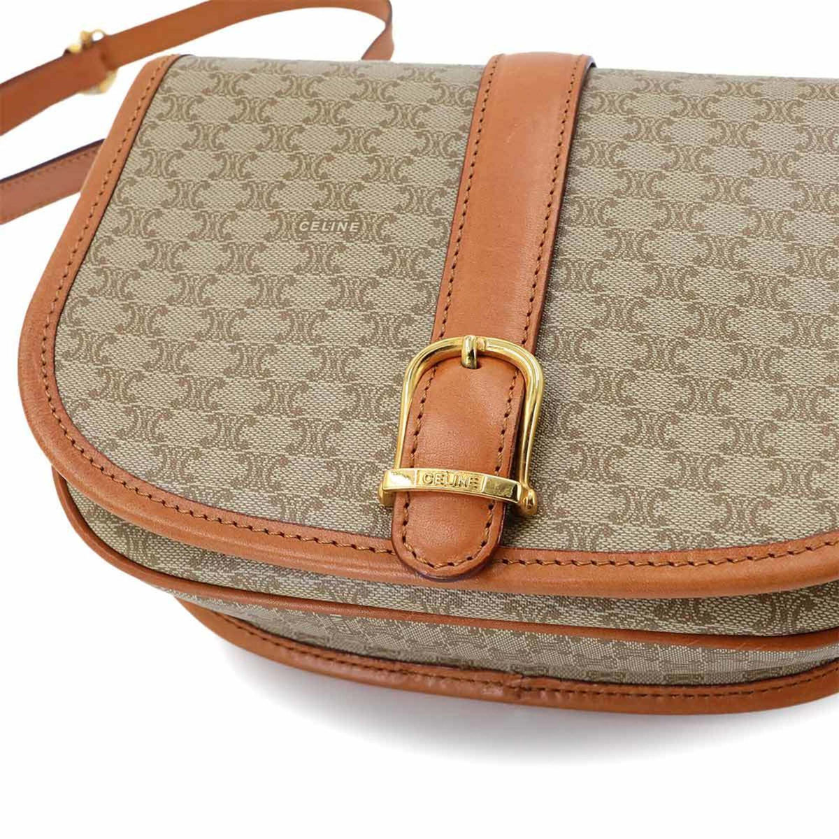 Celine Beige Beige Gold Pvc Leather Handbag Shoulder Bag (Pre-Owned)