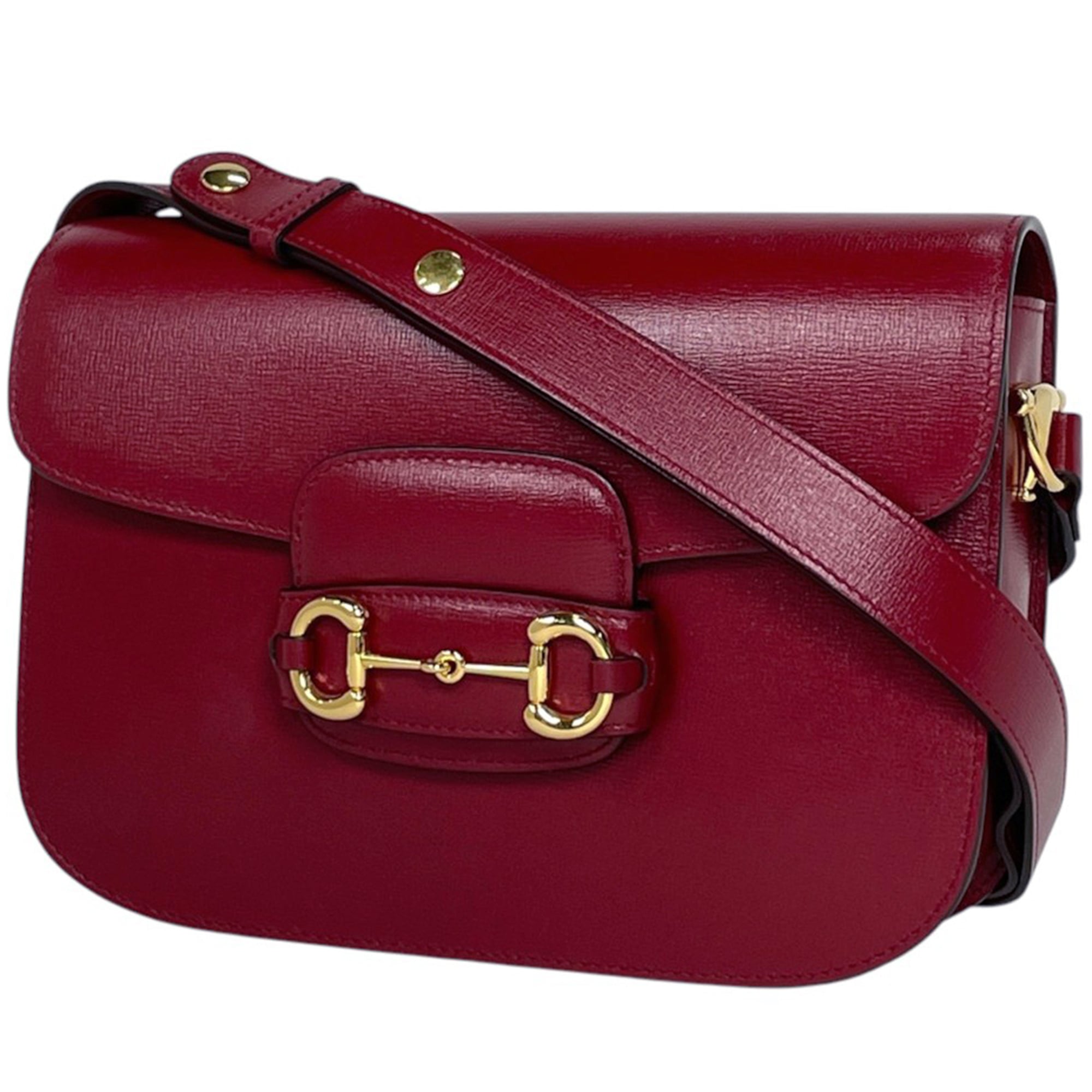 Gucci Horsebit Red Color Leather Shoulder Bag (Pre-Owned)