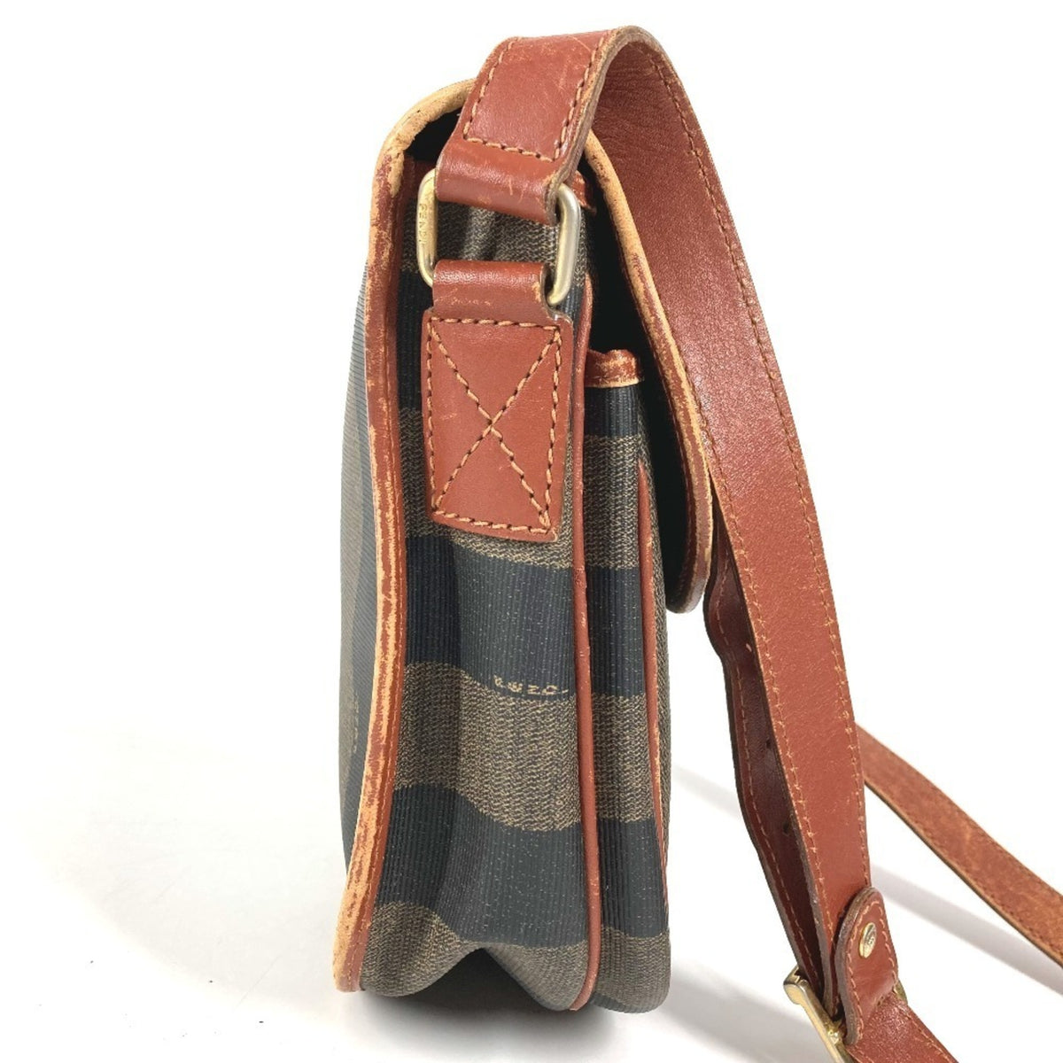 Fendi Brown Khaki Pvc Leather Pochette Shoulder Bag (Pre-Owned)
