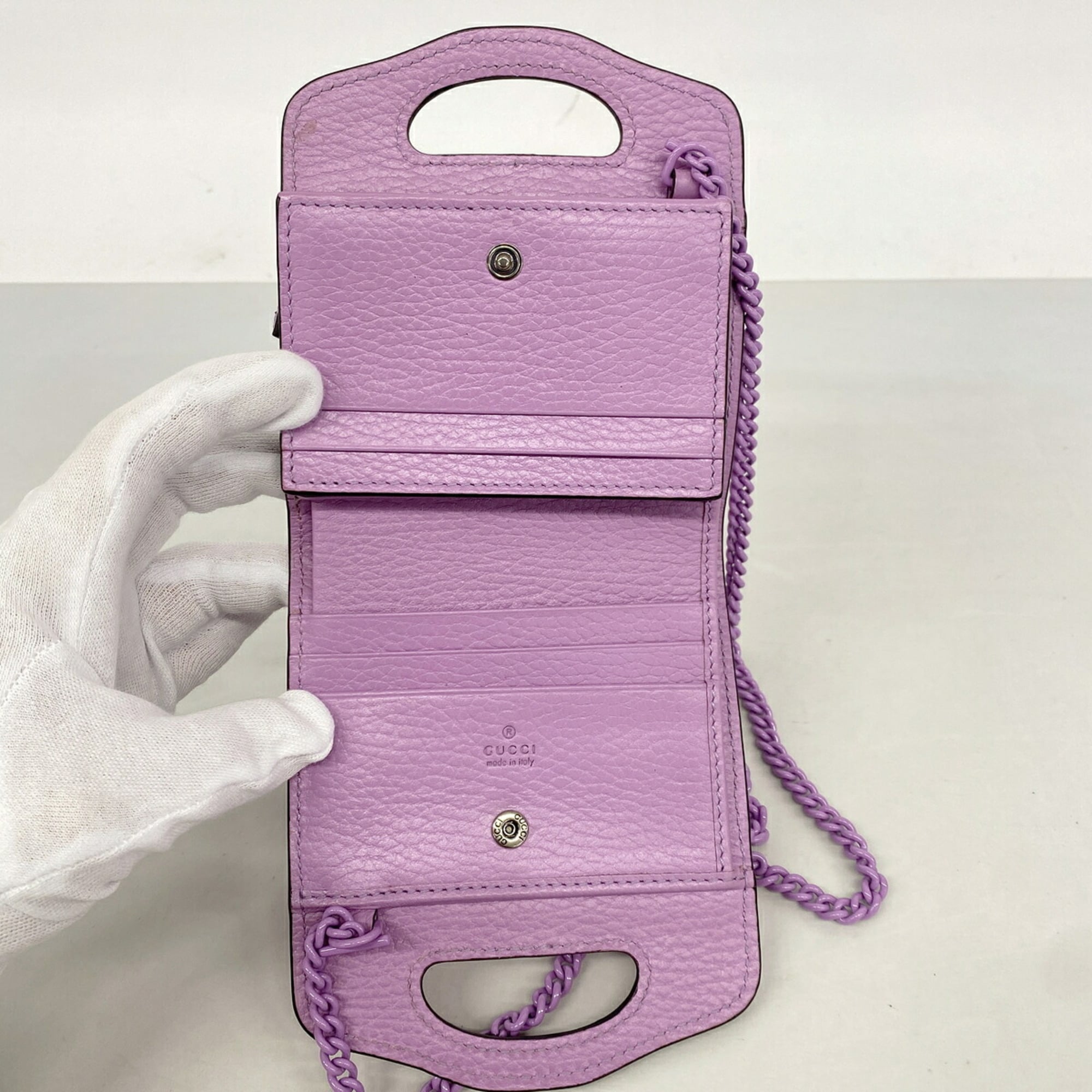 Gucci Purple Leather Chain/Shoulder Wallet (Pre-Owned)
