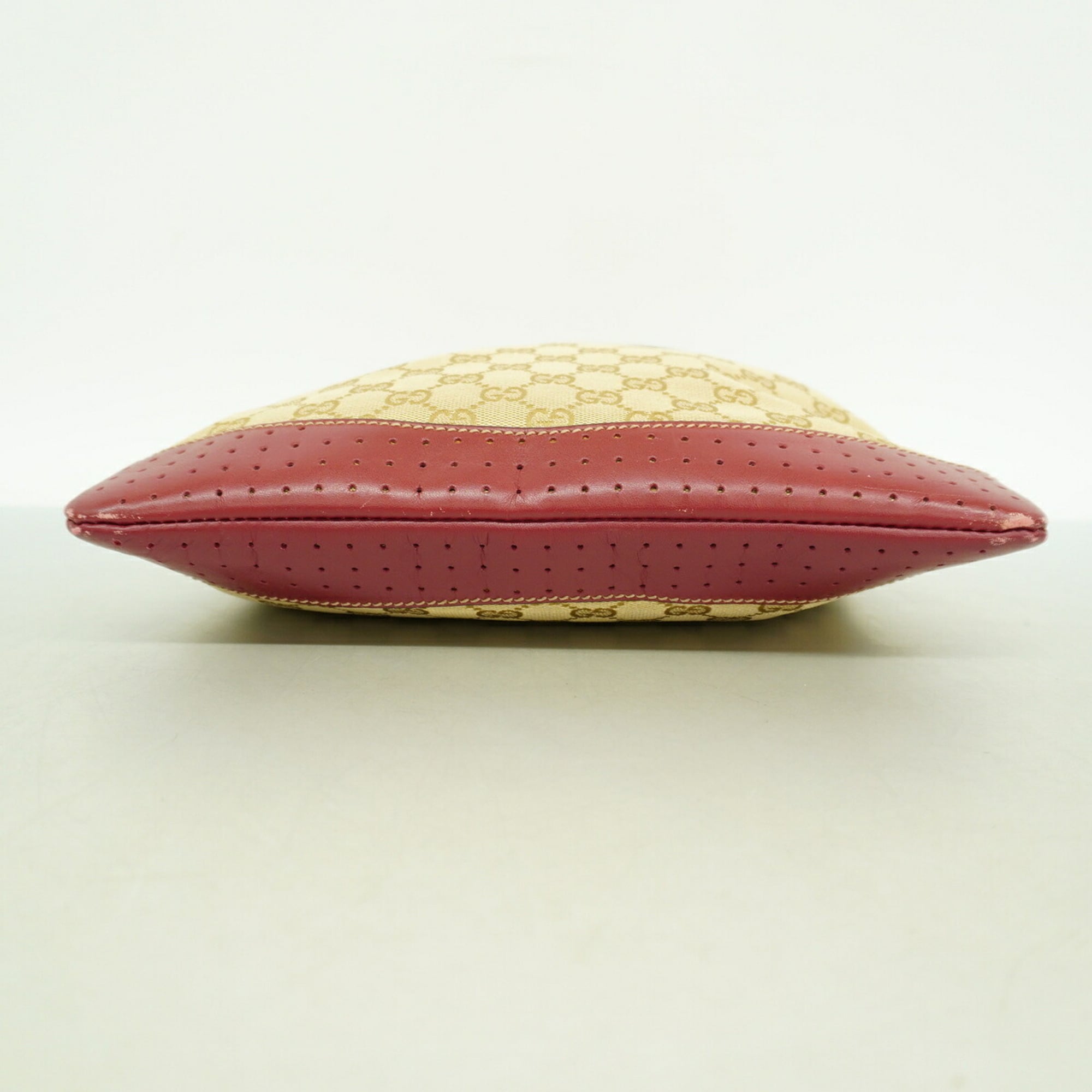 Gucci Beige Bordeaux Canvas Shoulder Bag (Pre-Owned)