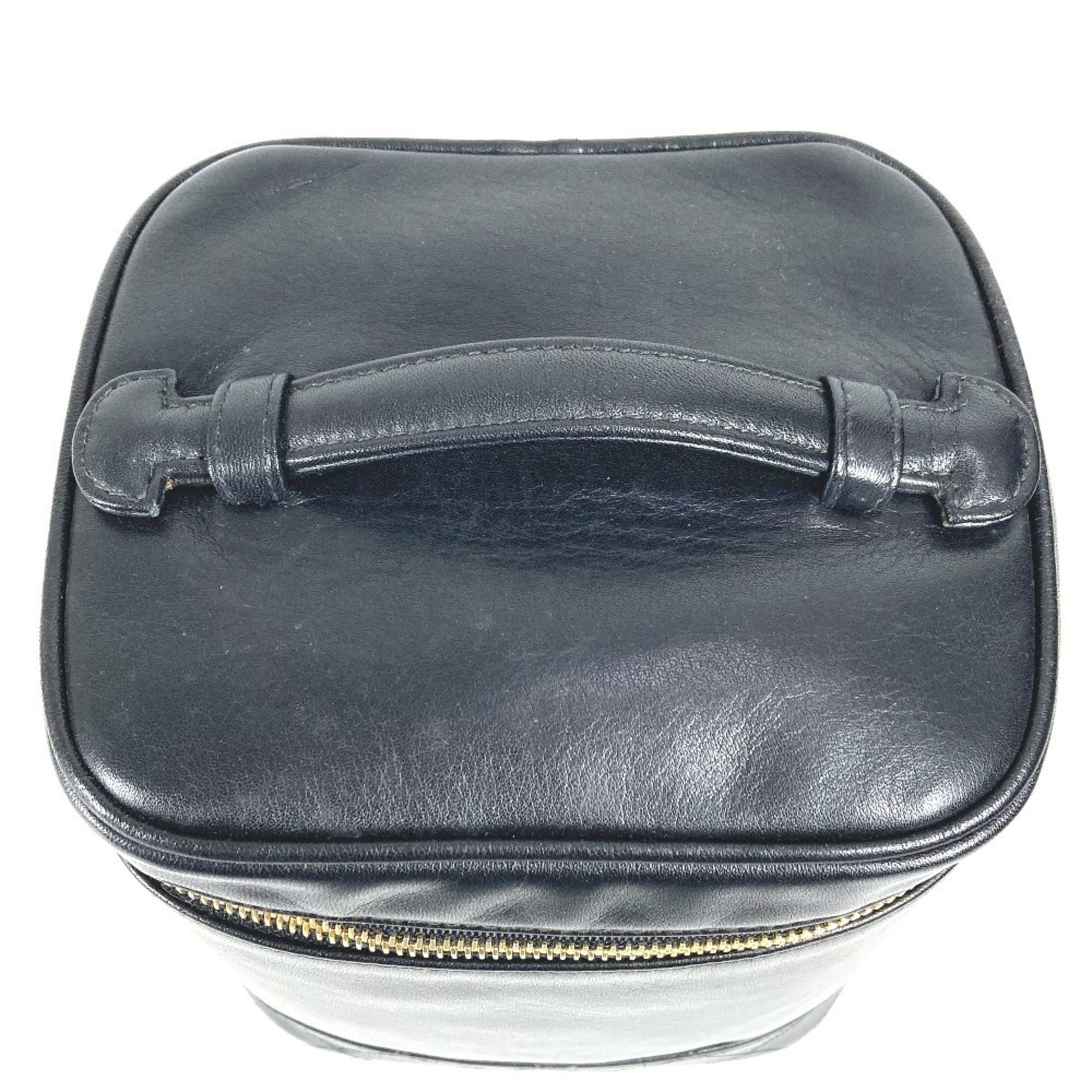 Chanel Black Leather Handbag Pouch Vanity Bag (Pre-Owned)