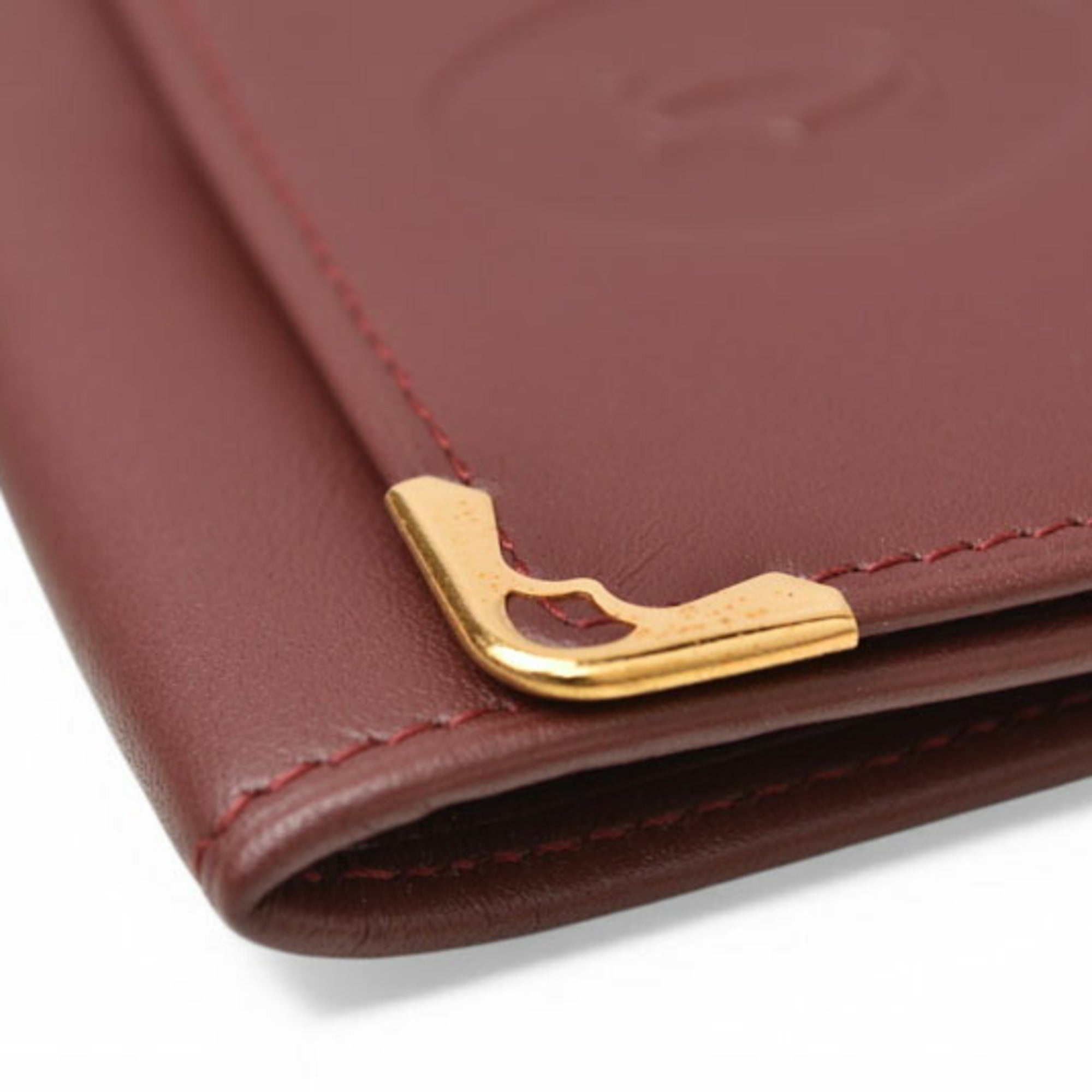Cartier Bordeaux Leather Coin Purse/Coin Case (Pre-Owned)